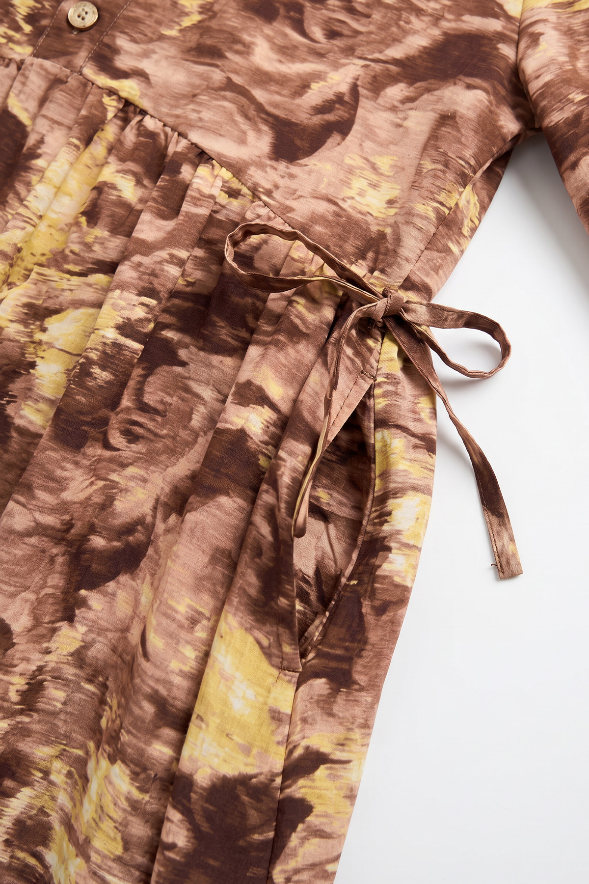 Batik Desen Viscon Elbise 2310 - KAHVERENGİ |  