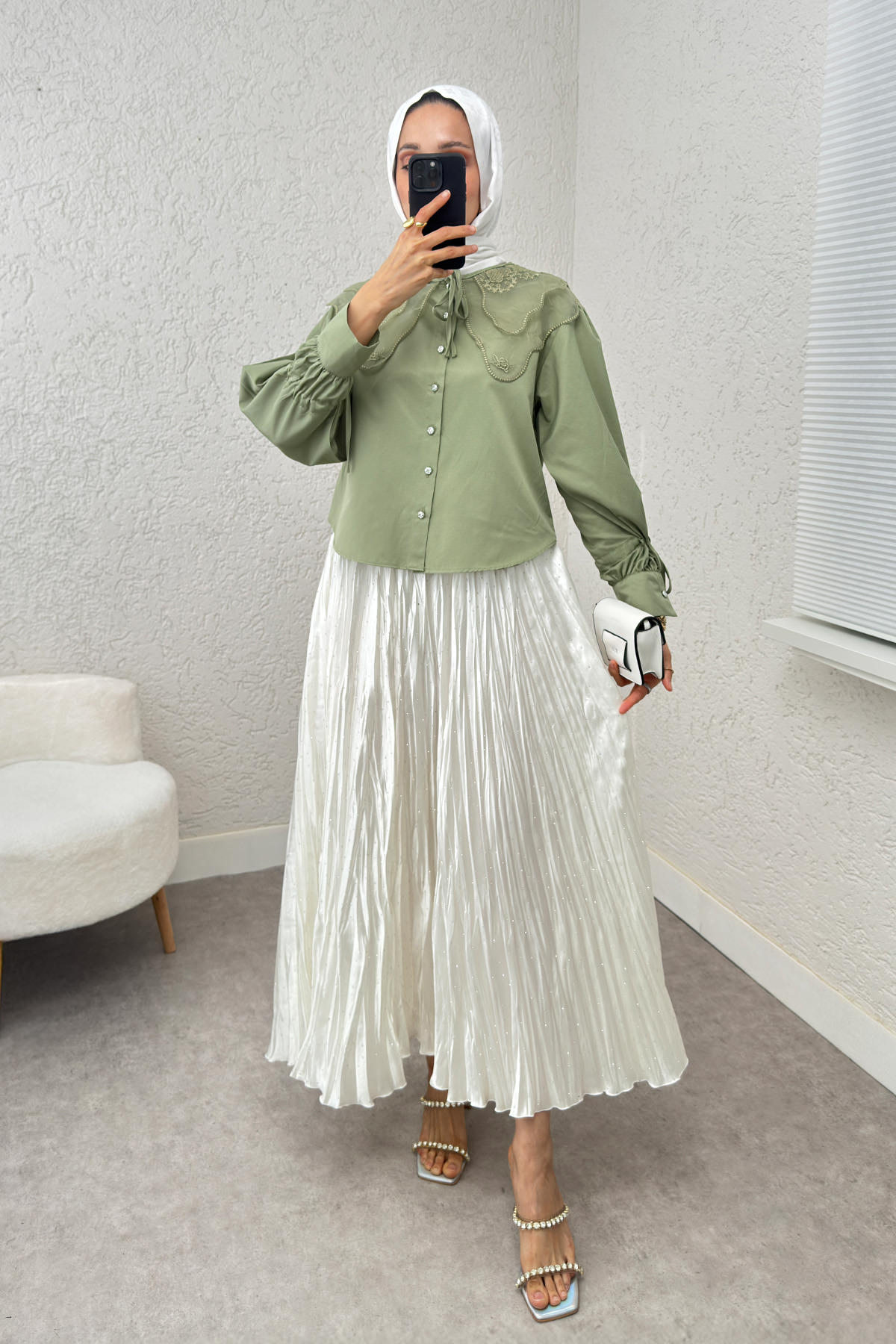 Bebe Yaka Kısa Gömlek 2254 - MİNT YEŞİLİ |  