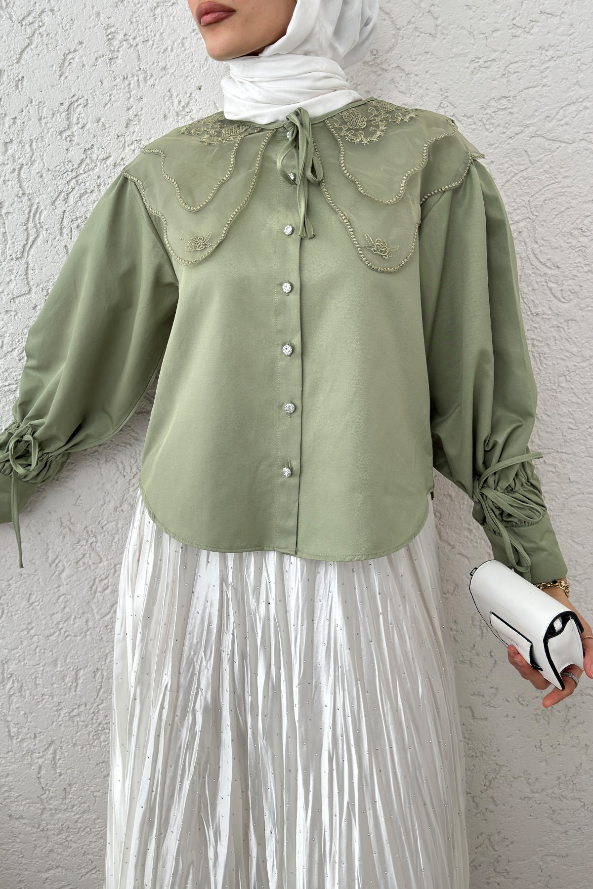 Bebe Yaka Kısa Gömlek 2254 - MİNT YEŞİLİ |  