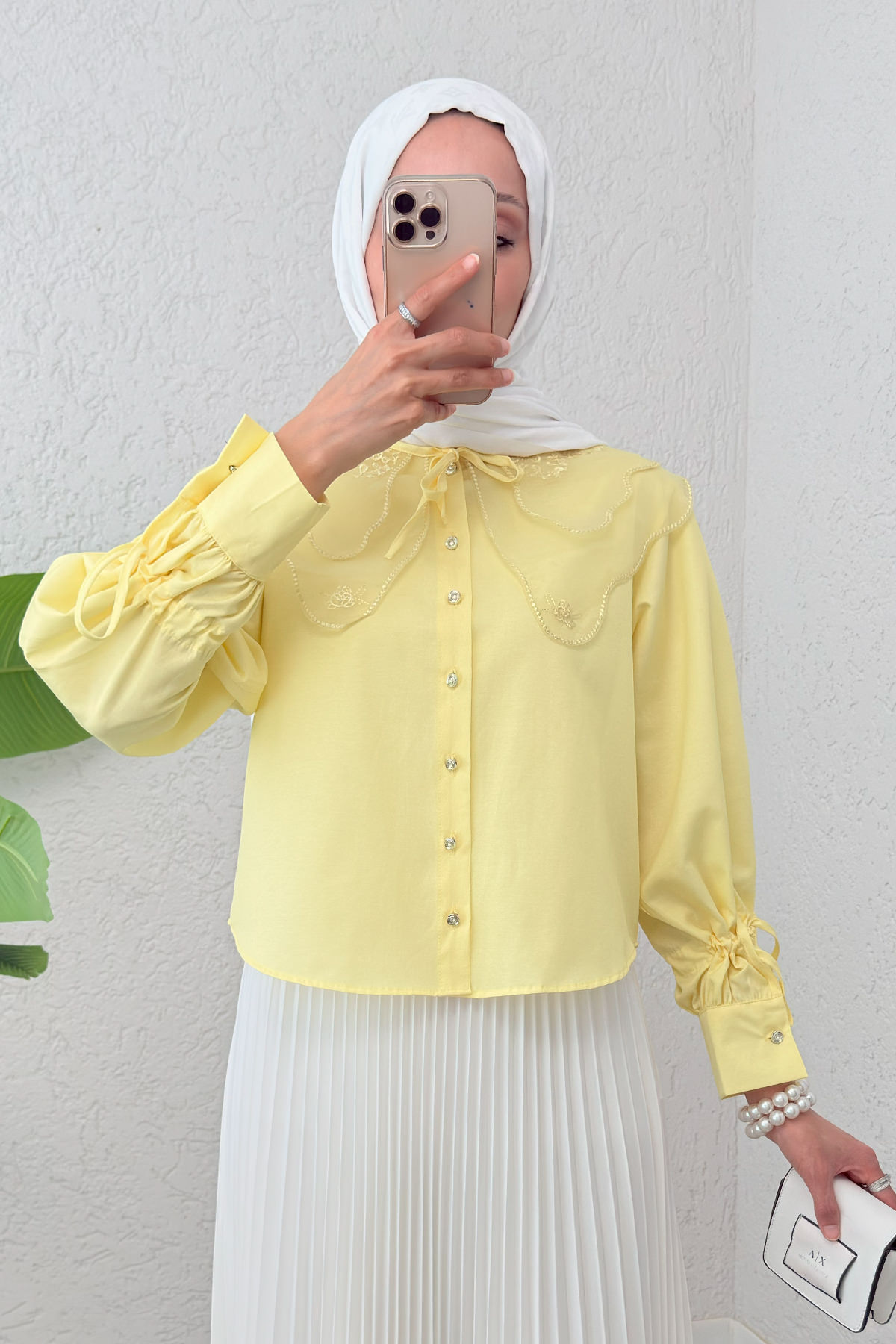 Bebe Yaka Kısa Gömlek 2254 - SARI |  