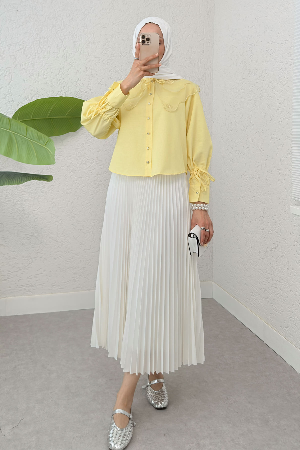 Bebe Yaka Kısa Gömlek 2254 - SARI |  