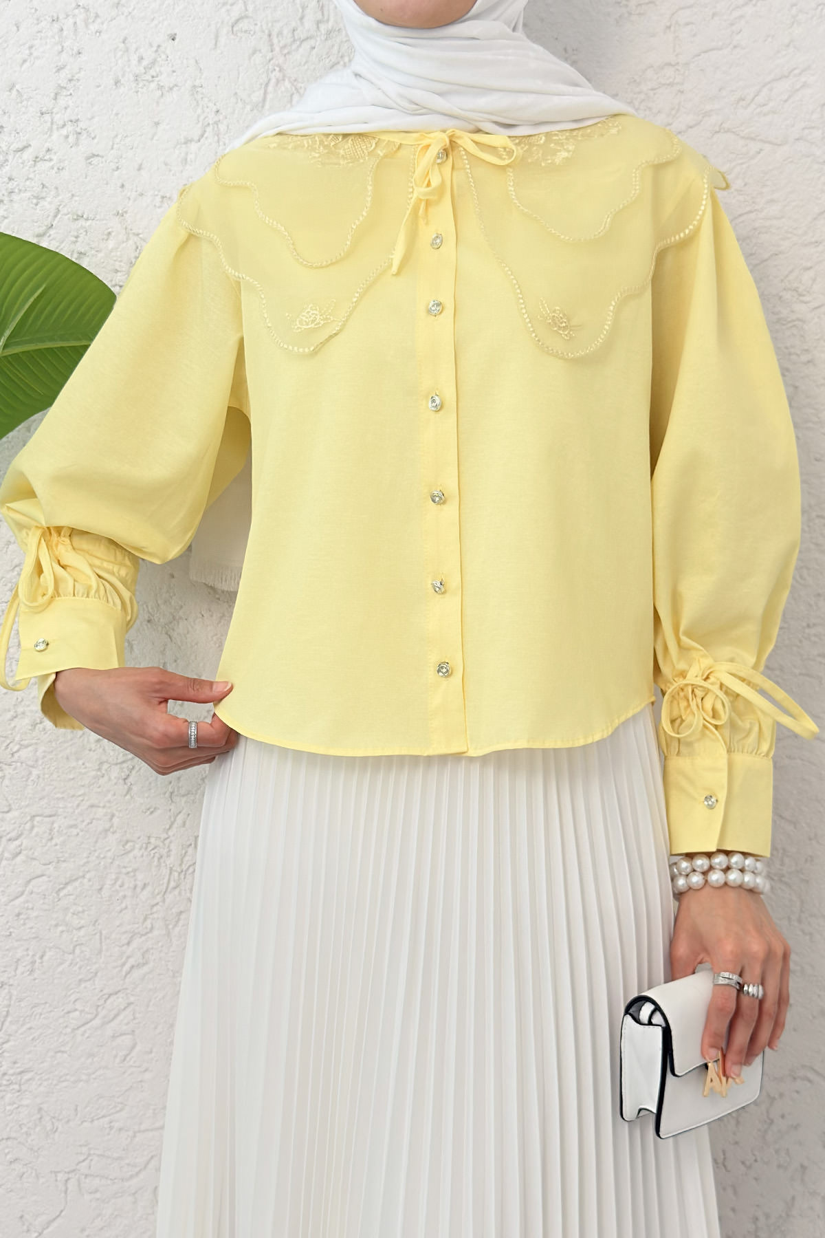 Bebe Yaka Kısa Gömlek 2254 - SARI |  