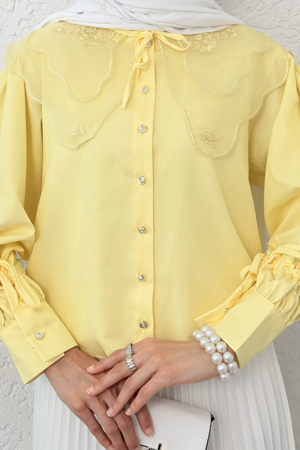 Bebe Yaka Kısa Gömlek 2254 - SARI |  