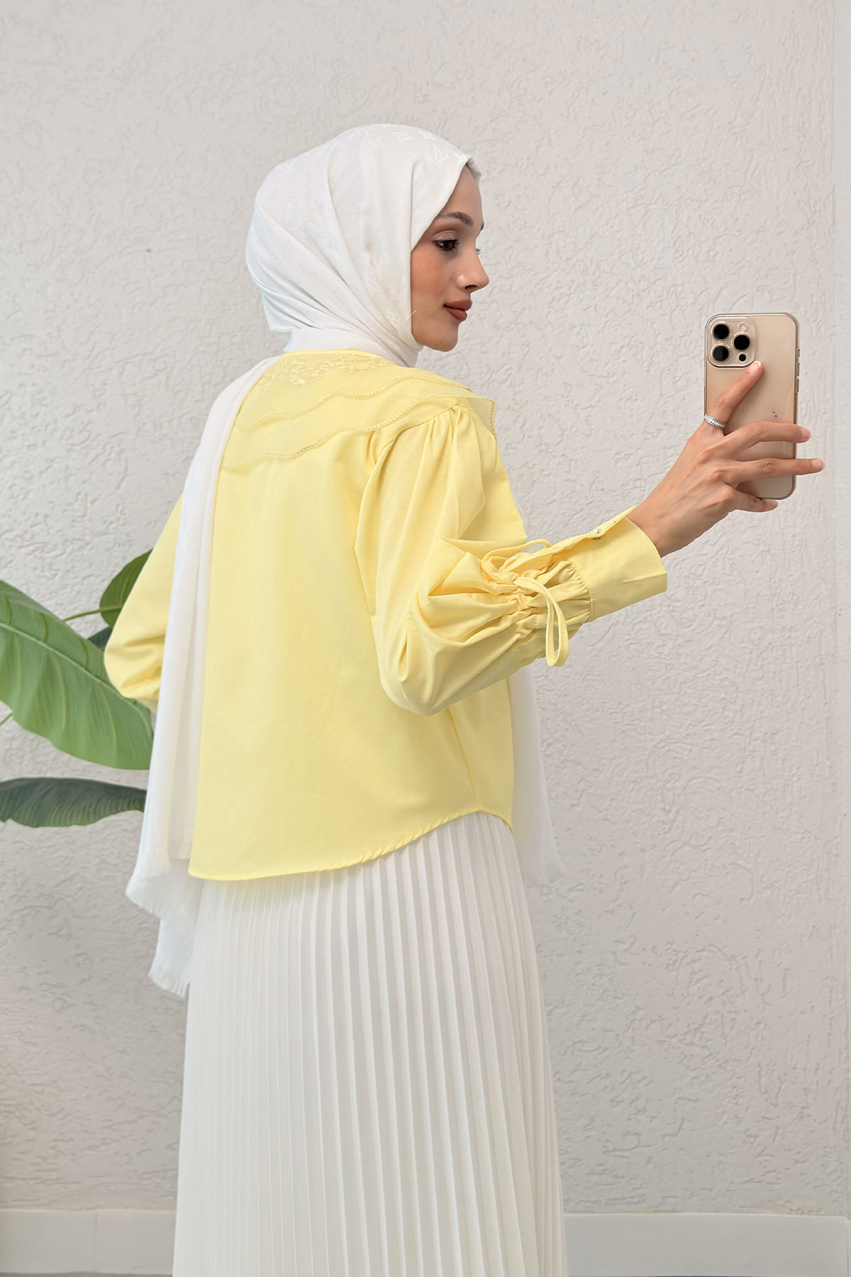 Bebe Yaka Kısa Gömlek 2254 - SARI |  