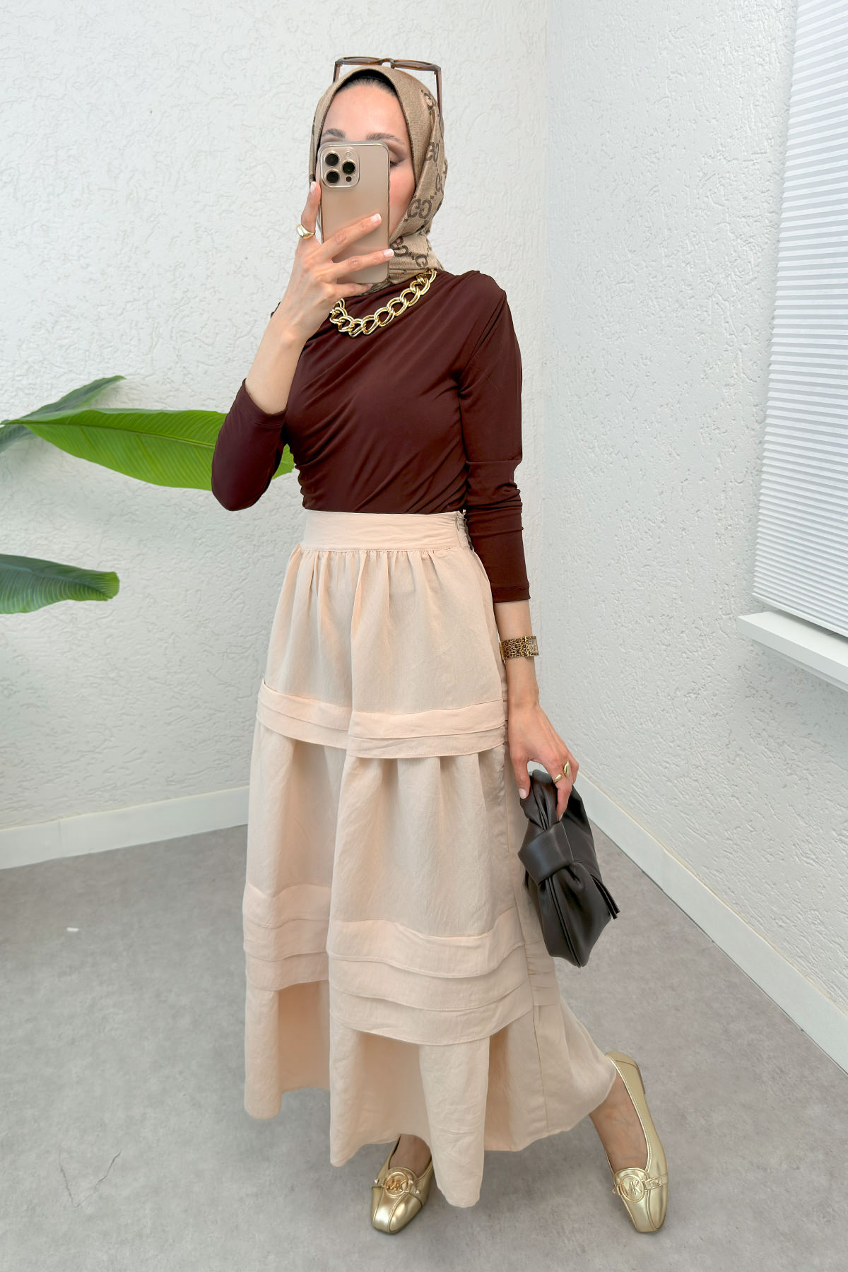 Kat Kat Kloş Etek 2306 - BEJ |  