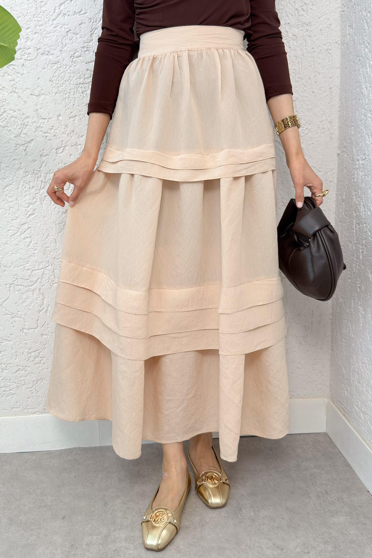 Kat Kat Kloş Etek 2306 - BEJ |  