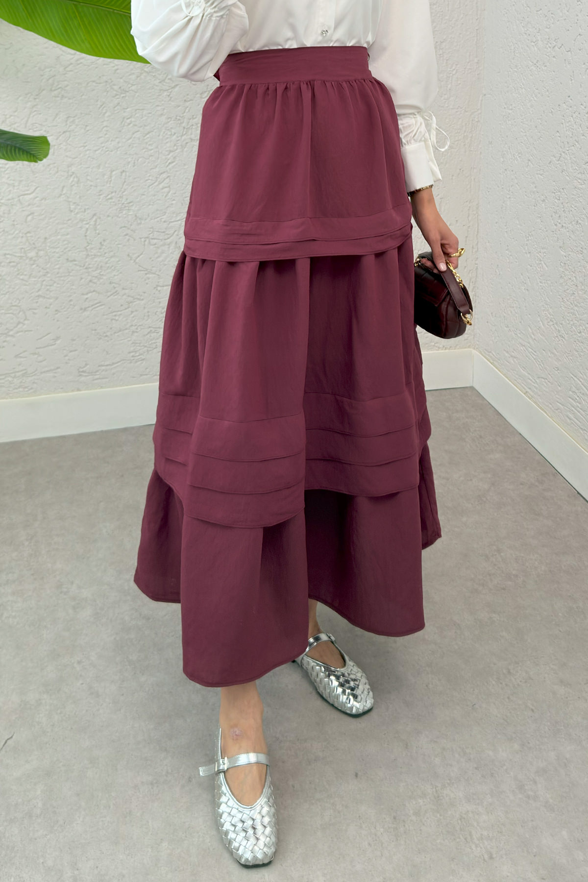 Kat Kat Kloş Etek 2306 - BORDO |  