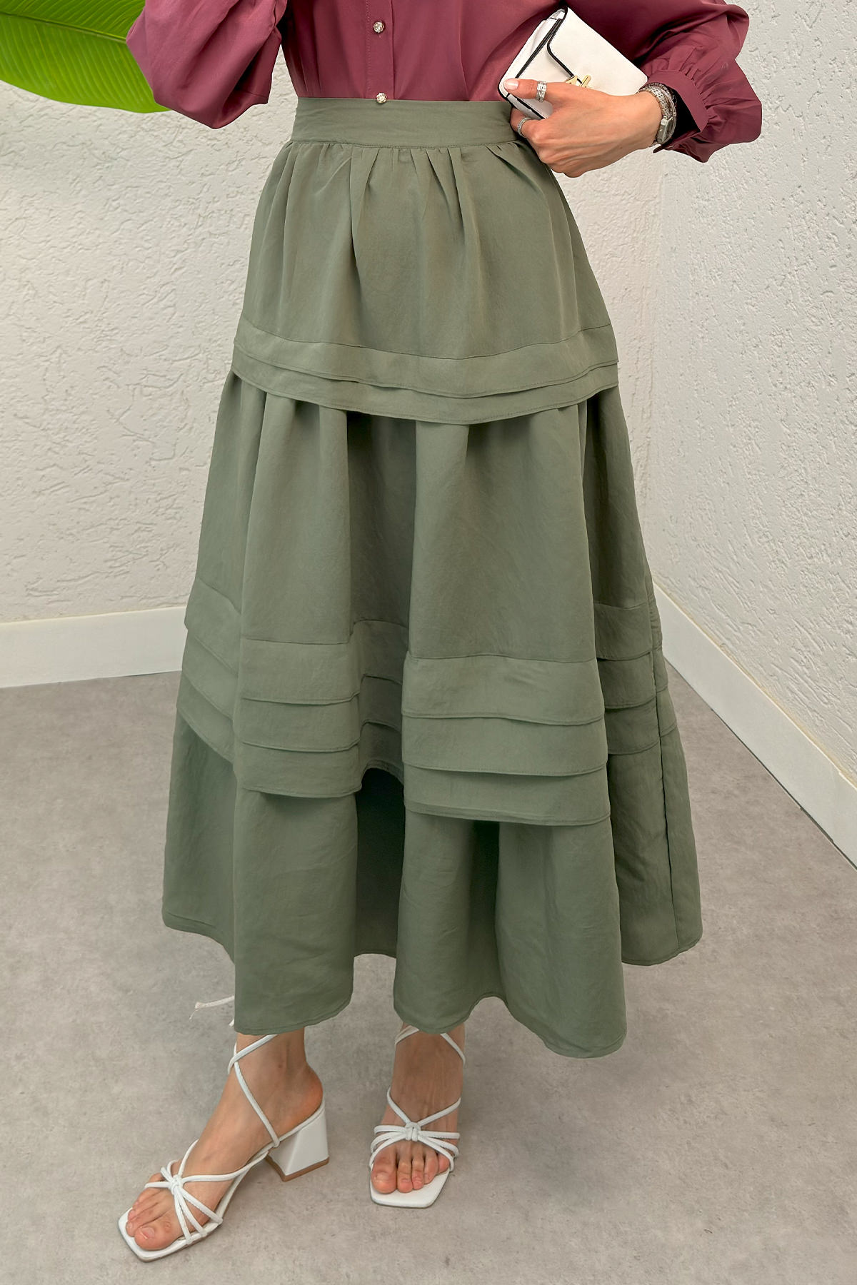 Kat Kat Kloş Etek 2306 - HAKİ |  