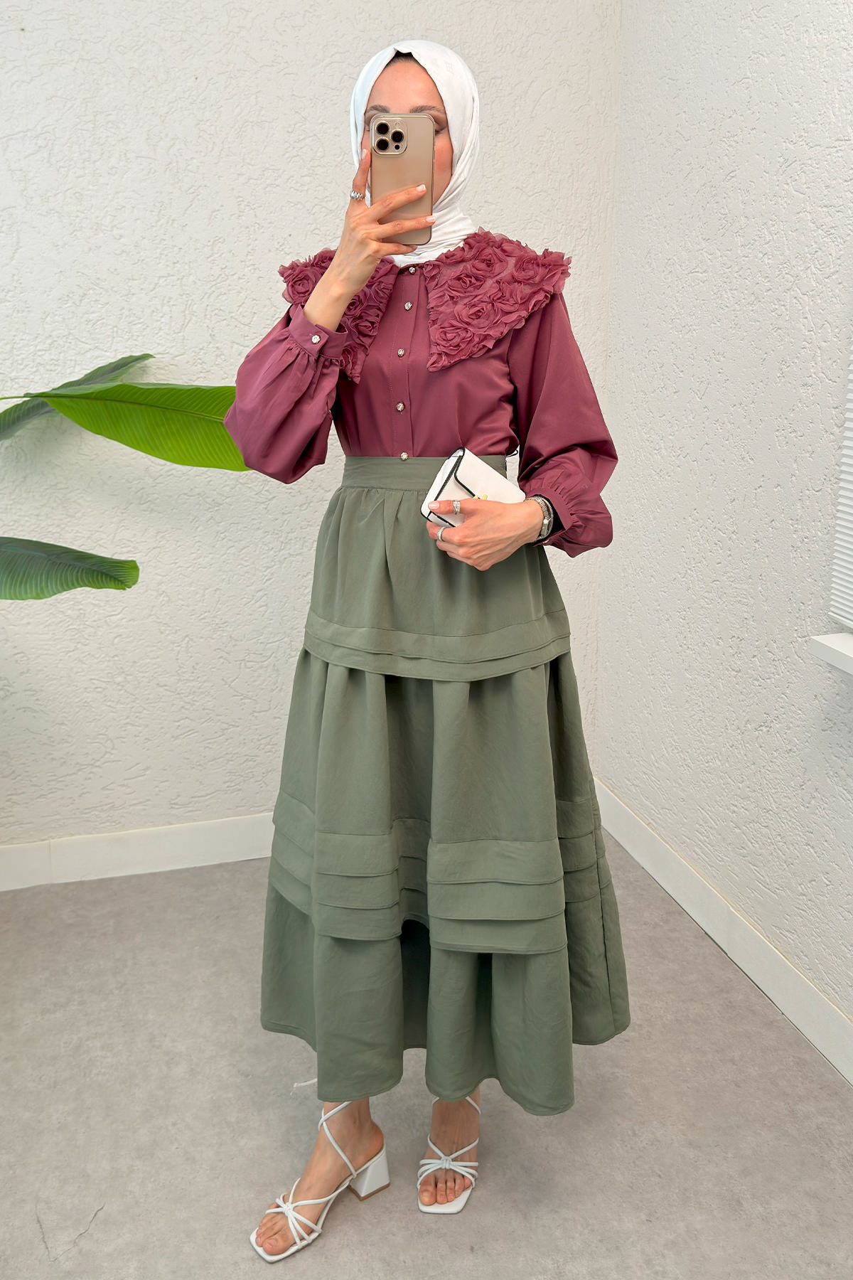 Kat Kat Kloş Etek 2306 - HAKİ |  