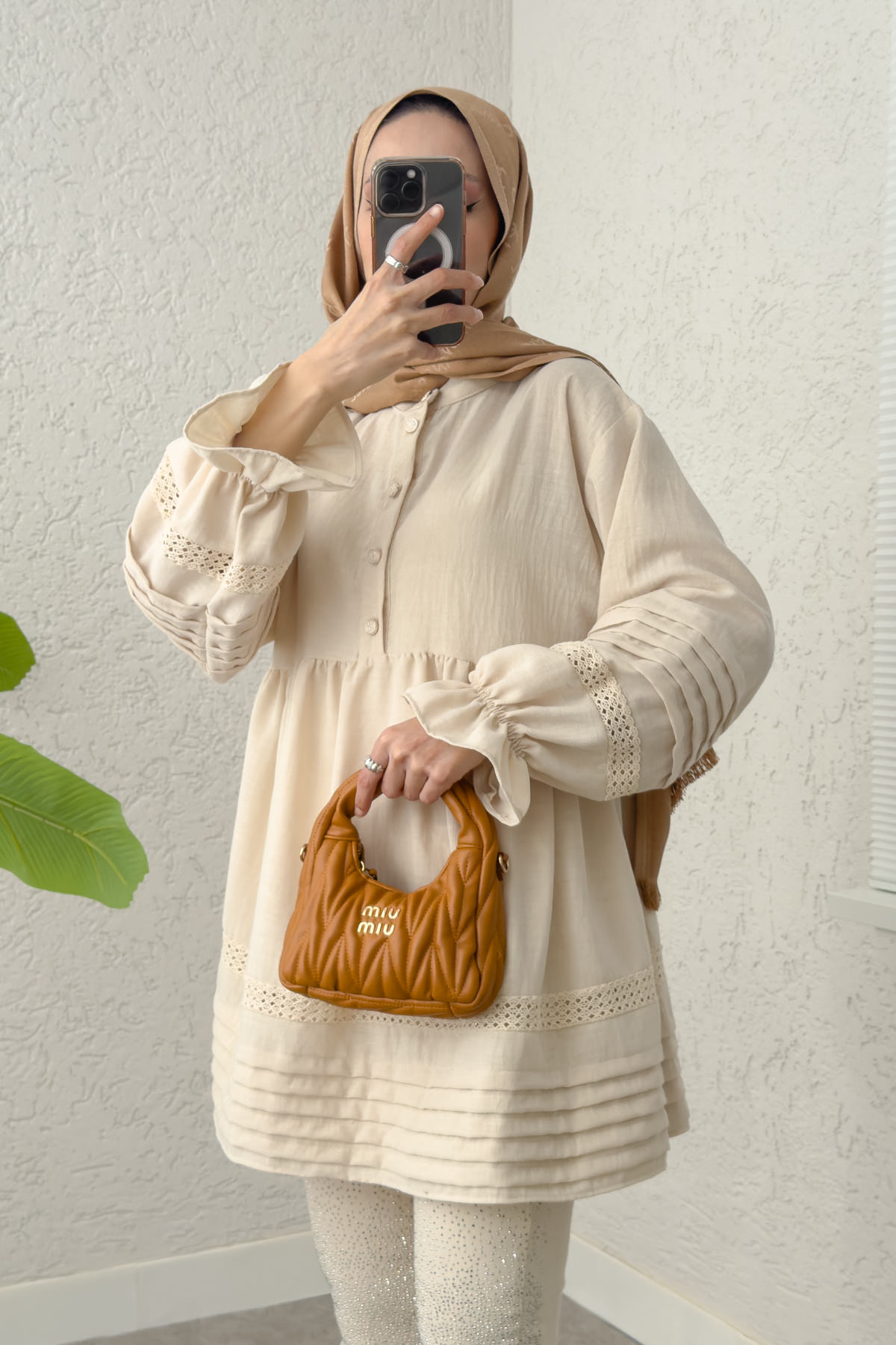 Fisto Detaylı Tunik 2208 - TAŞ RENGİ |  