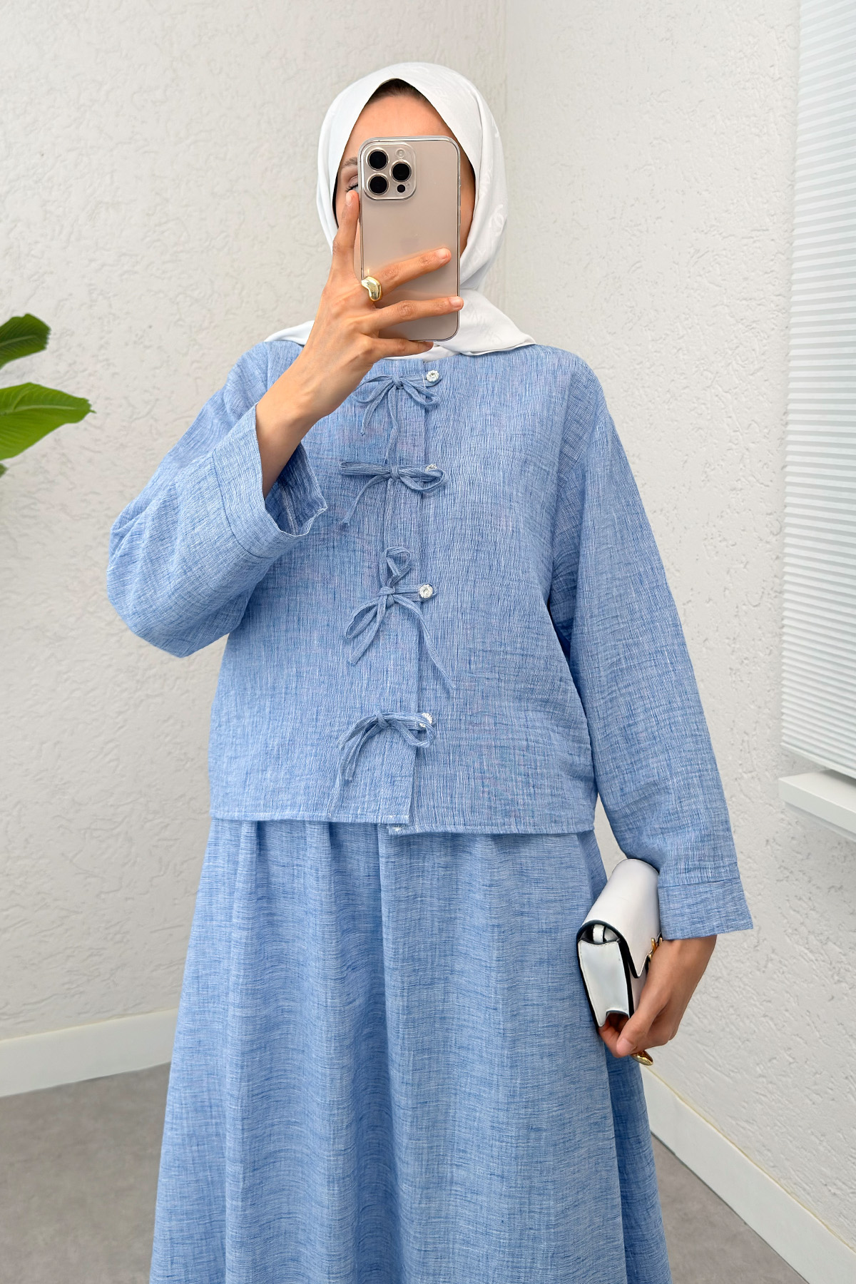 Fiyonk Detaylı Etek Takım 2290 - MAVİ |  