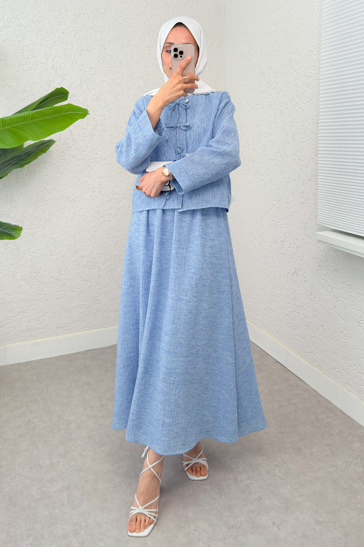 Fiyonk Detaylı Etek Takım 2290 - MAVİ |  