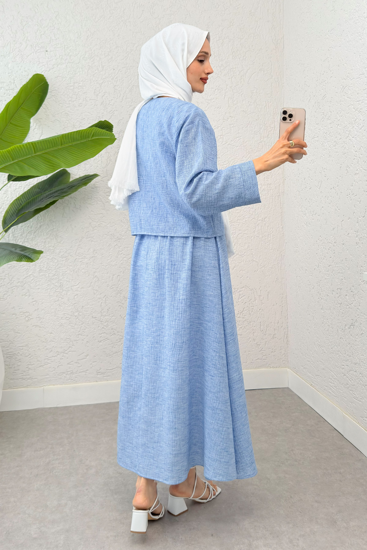 Fiyonk Detaylı Etek Takım 2290 - MAVİ |  