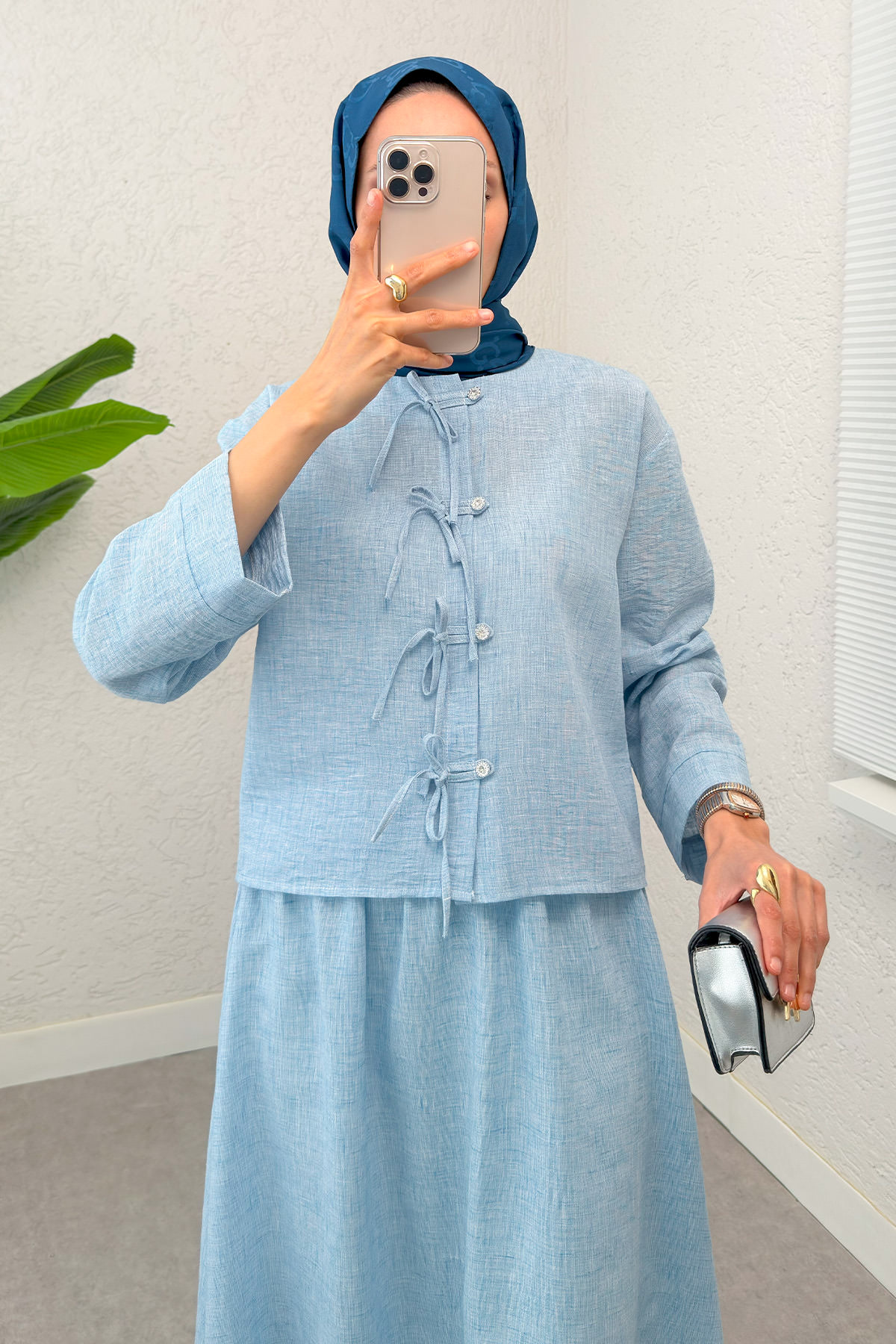 Fiyonk Detaylı Etek Takım 2290 - BEBE MAVİSİ |  