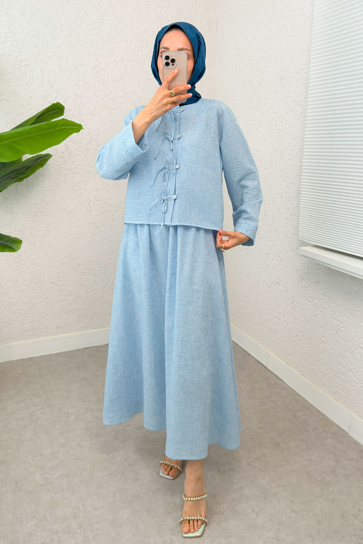 Fiyonk Detaylı Etek Takım 2290 - BEBE MAVİSİ |  