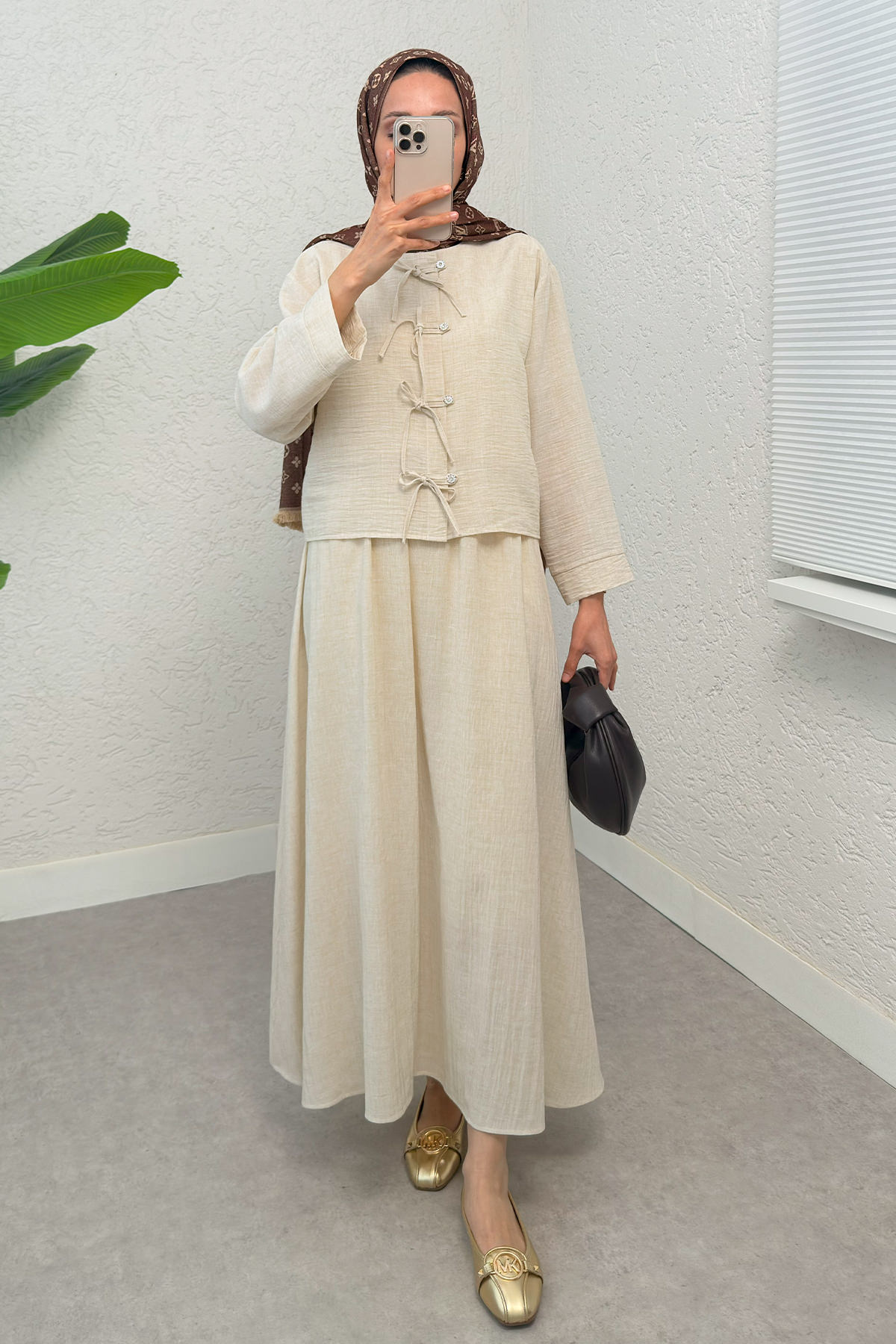 Fiyonk Detaylı Etek Takım 2290 - BEJ |  