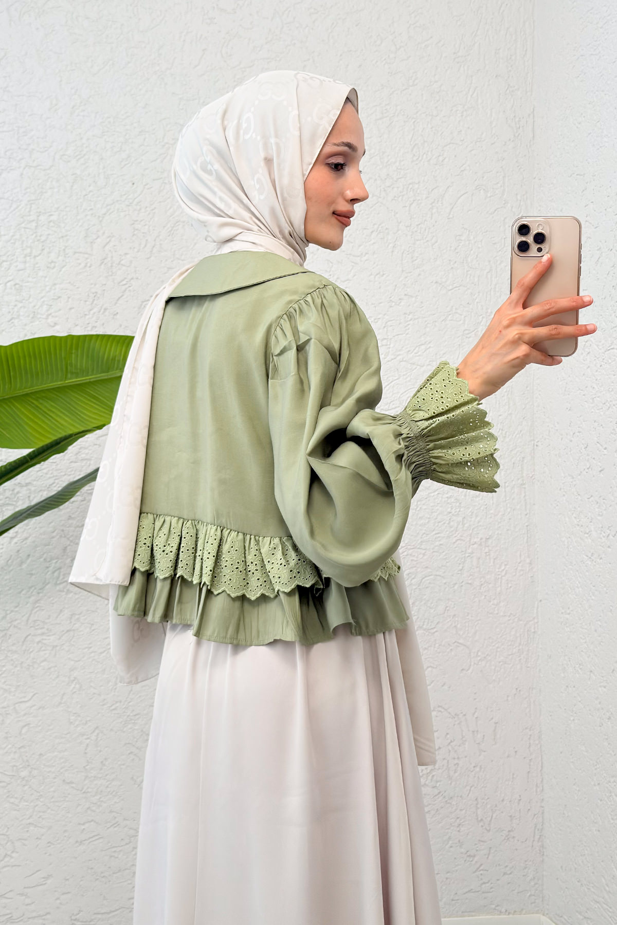 Nervürlü Bebe Yaka Gömlek 2279 - AÇIK HAKİ |  