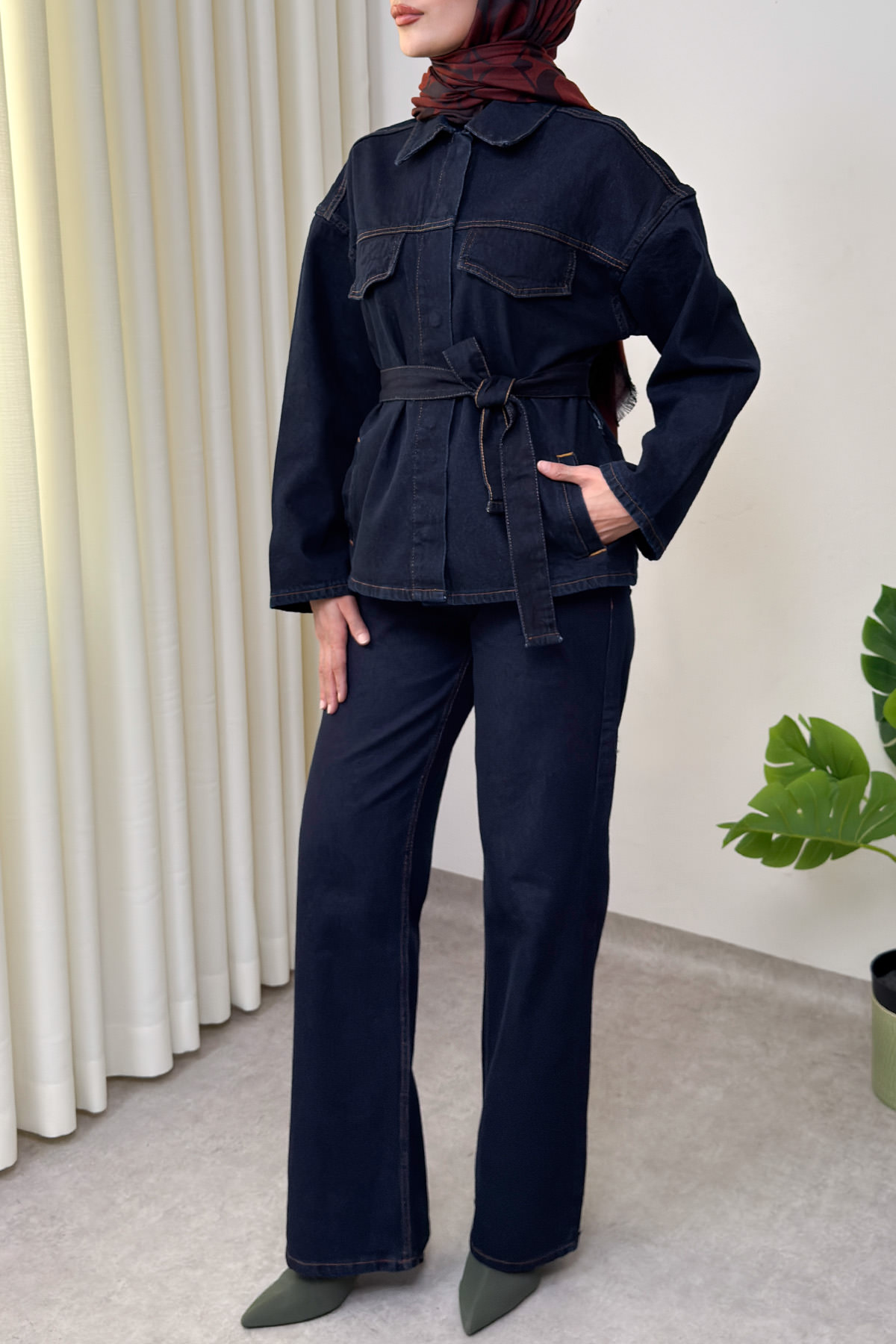 Jean Ceket Pantolon Takım 0028 - KOYU MAVİ |  