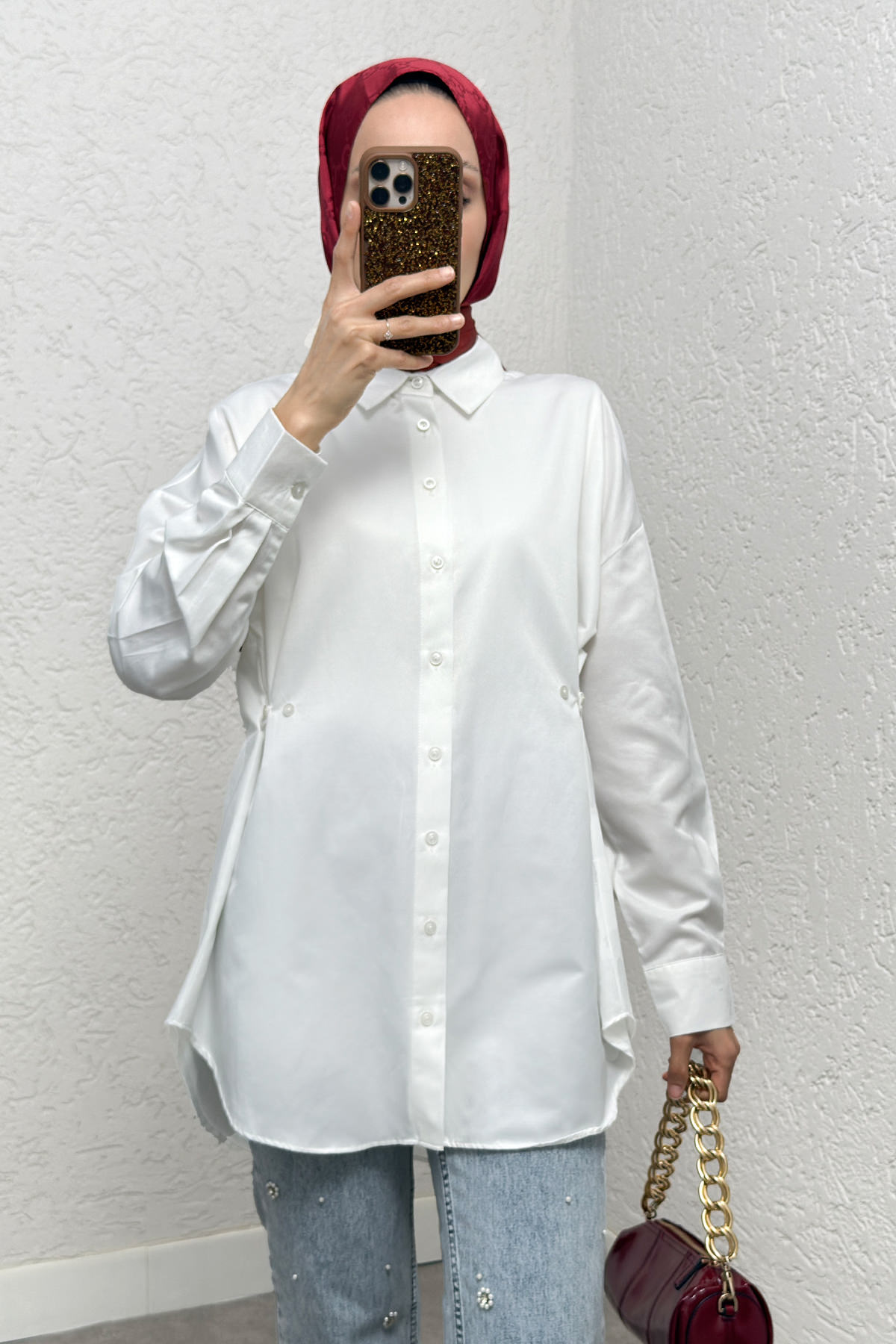 Yandan Düğmeli Tunik 2281 - BEYAZ |  
