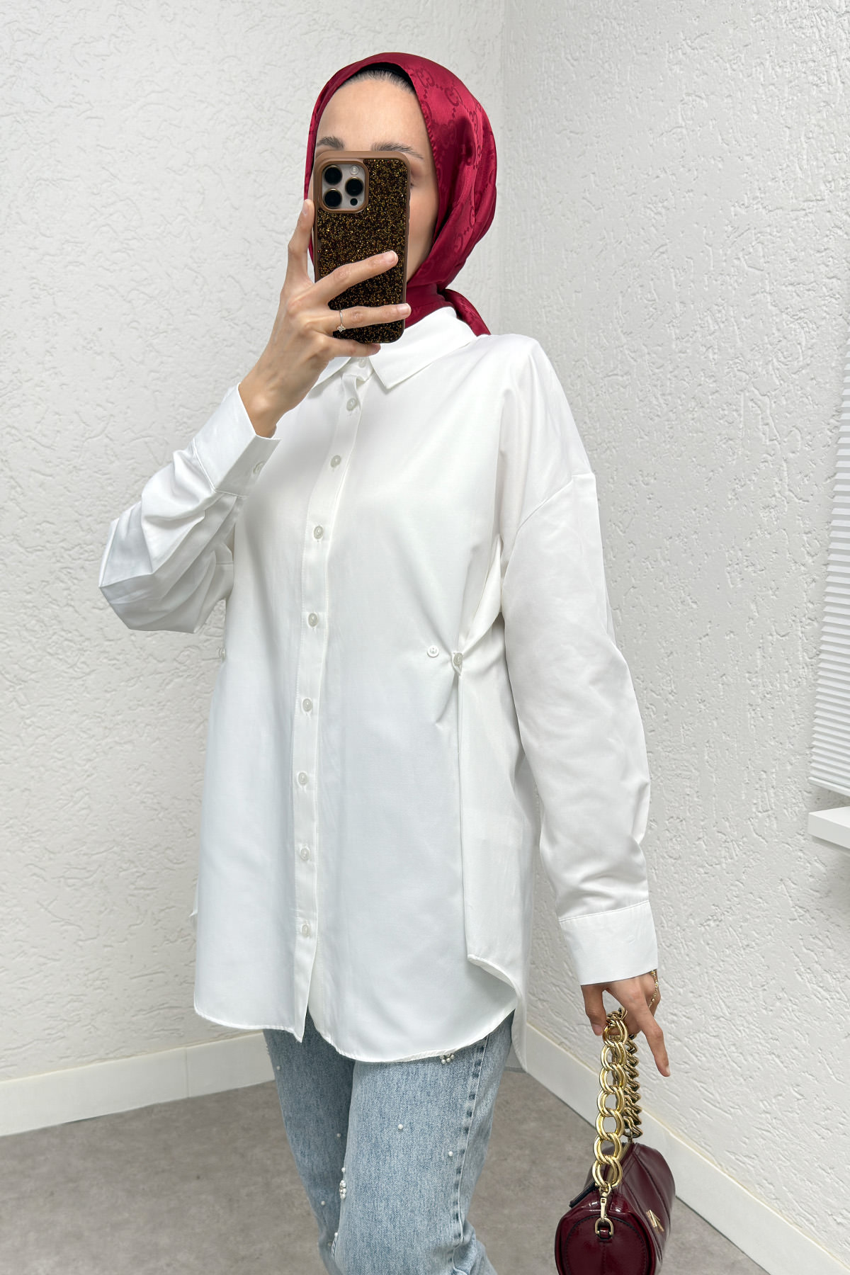 Yandan Düğmeli Tunik 2281 - BEYAZ |  