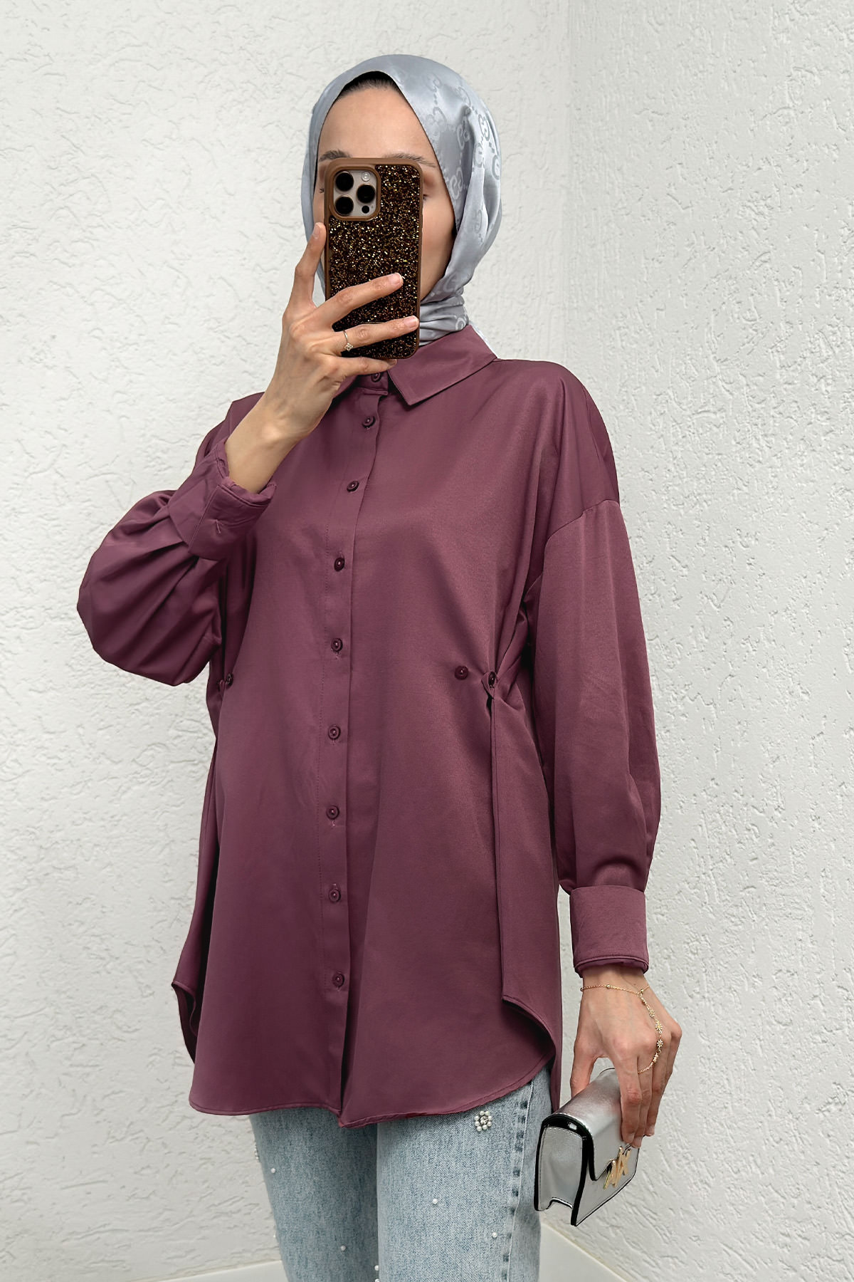 Yandan Düğmeli Tunik 2281 - VİŞNE ÇÜRÜĞÜ |  