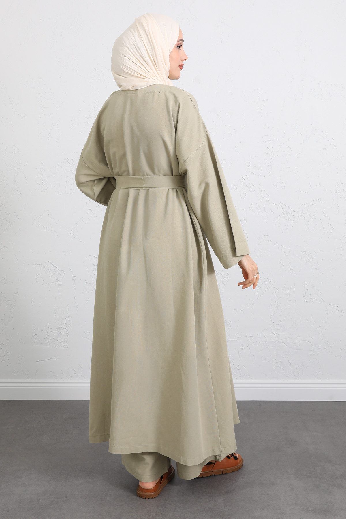 Kuşaklı Kimono Pantolon Takım 256036 - AÇIK HAKİ |  