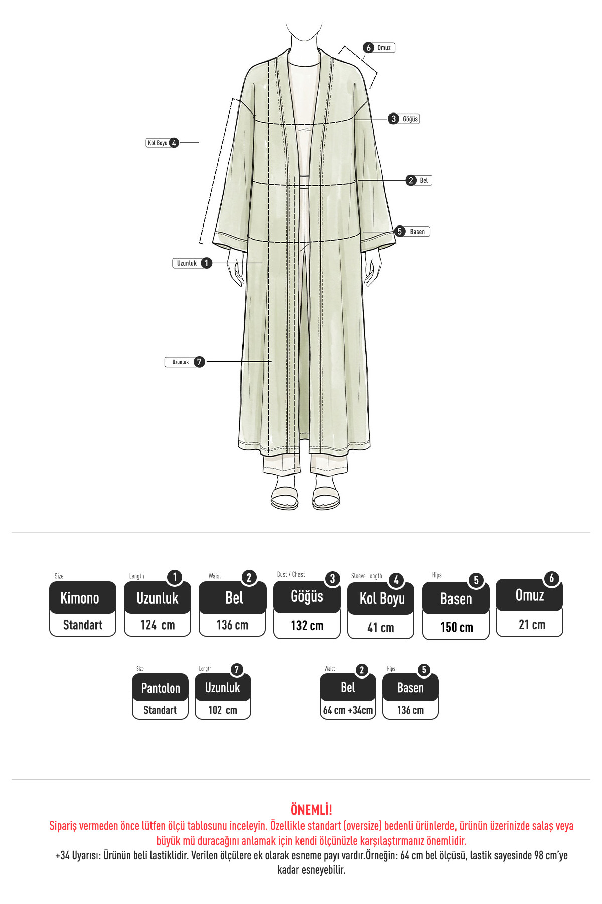 Kuşaklı Kimono Pantolon Takım 256036 - KAHVERENGİ |  