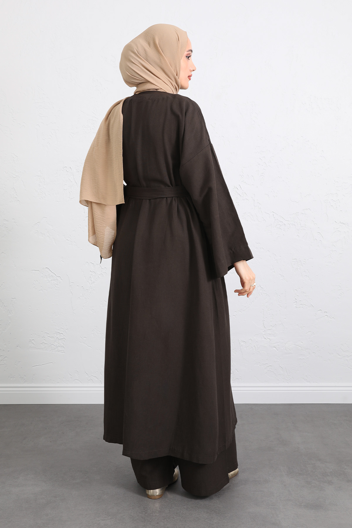 Kuşaklı Kimono Pantolon Takım 256036 - KAHVERENGİ |  
