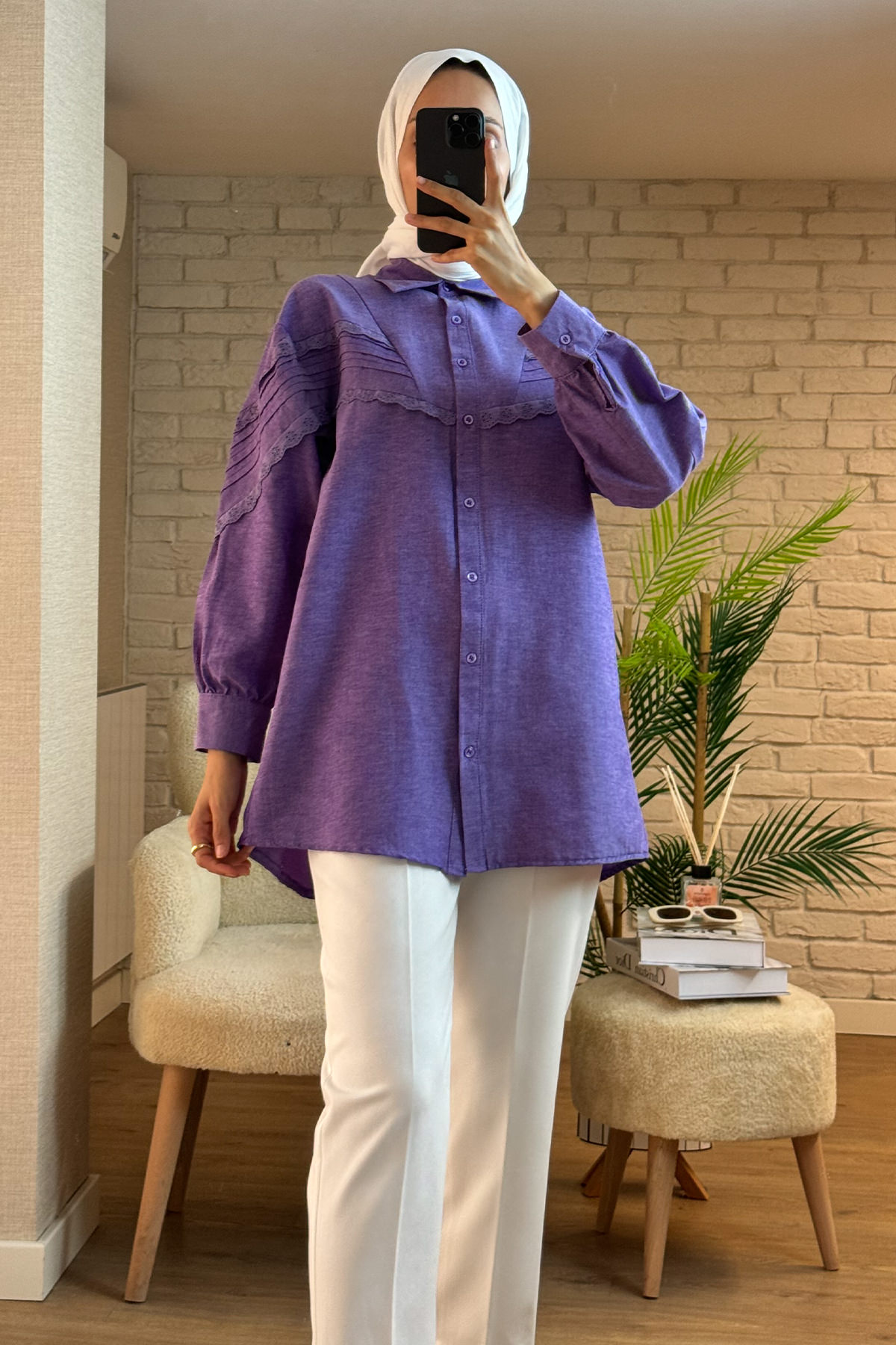 61631 Fisto Detaylı Tunik - MOR |  