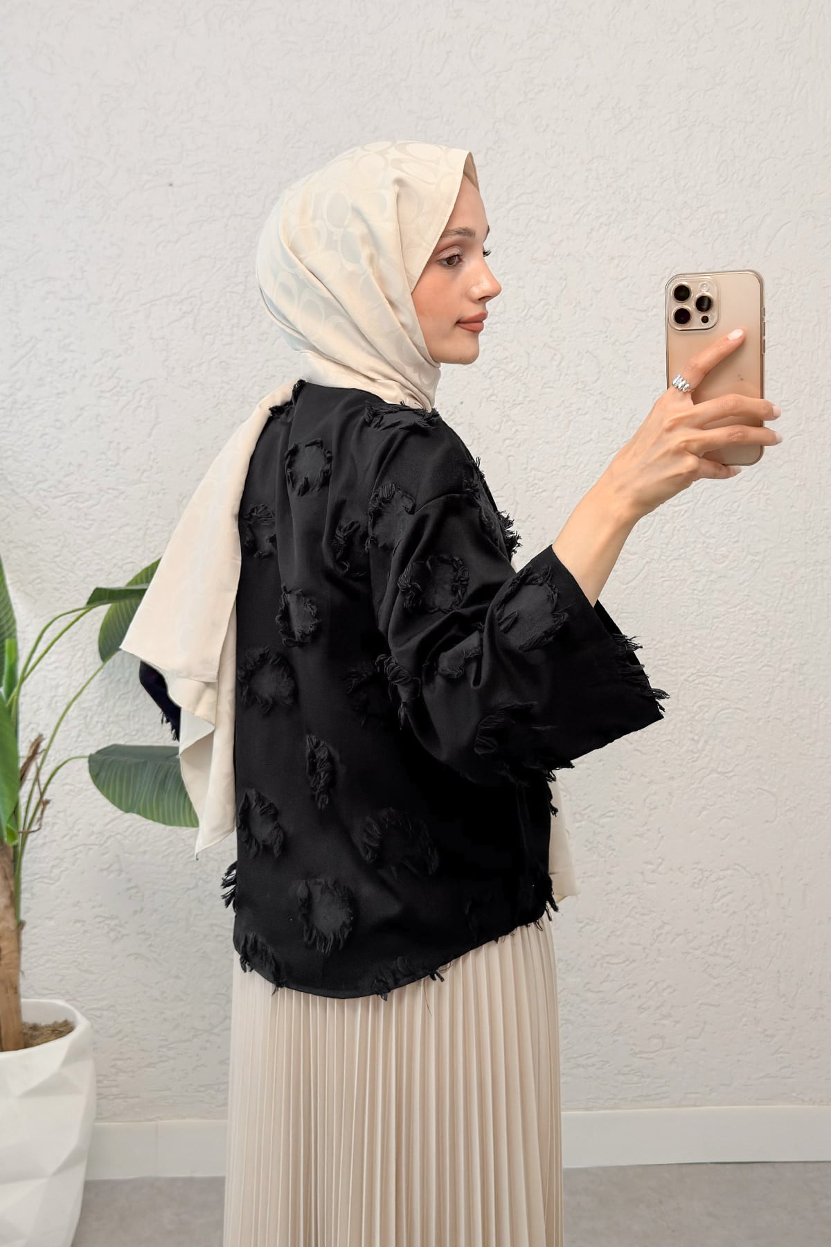 Yama Yırtık Detaylı Kimono 2330 - SİYAH |  
