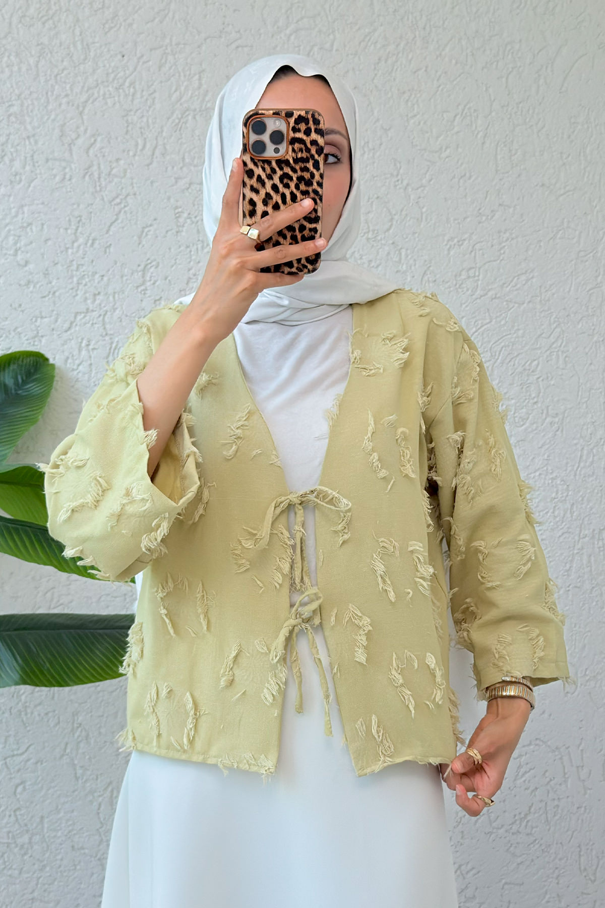 Yama Yırtık Detaylı Kimono 2330 - AÇIK HAKİ |  