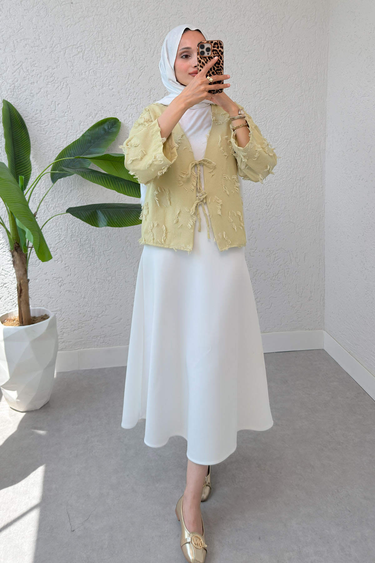 Yama Yırtık Detaylı Kimono 2330 - AÇIK HAKİ |  