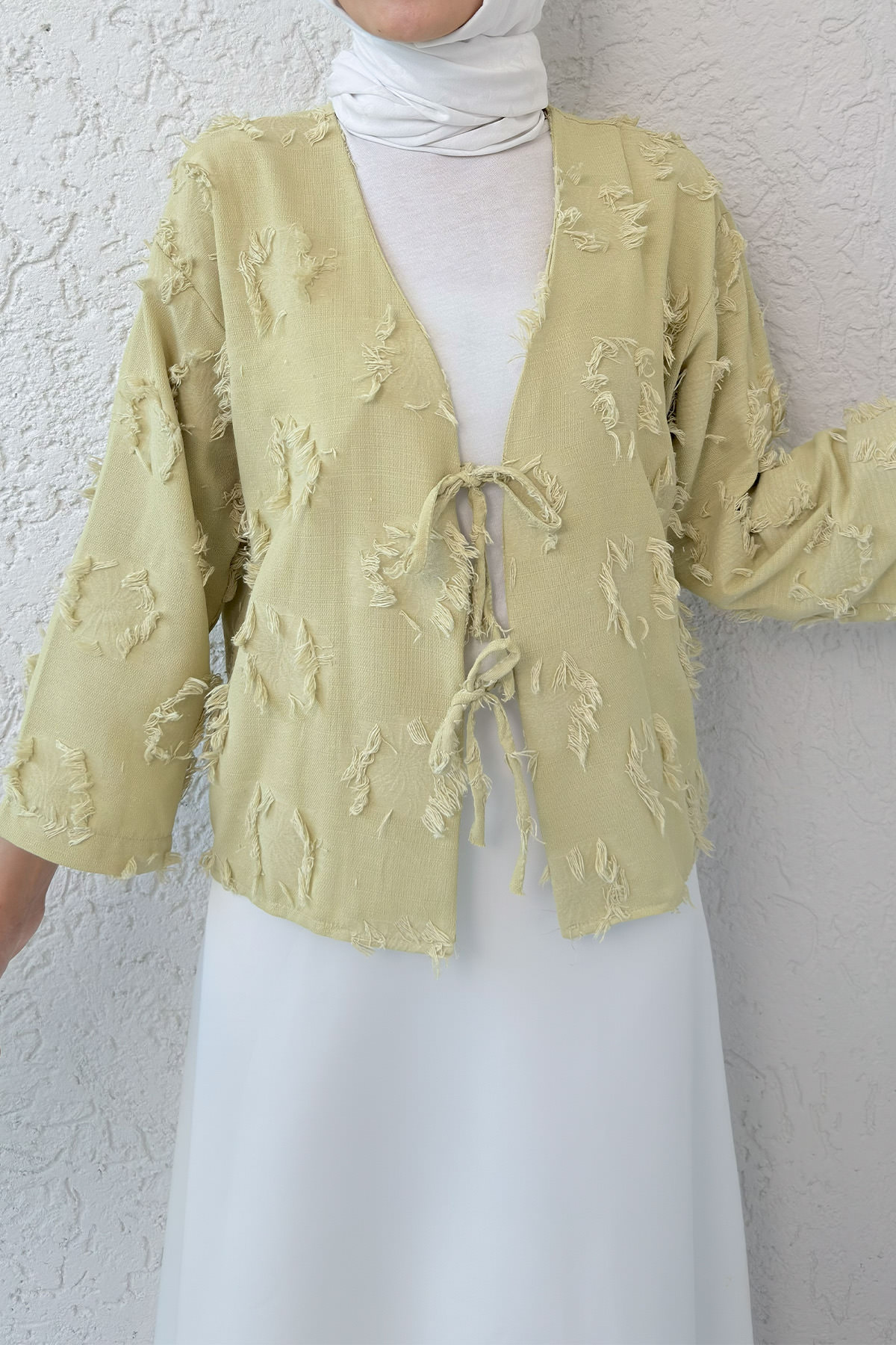 Yama Yırtık Detaylı Kimono 2330 - AÇIK HAKİ |  