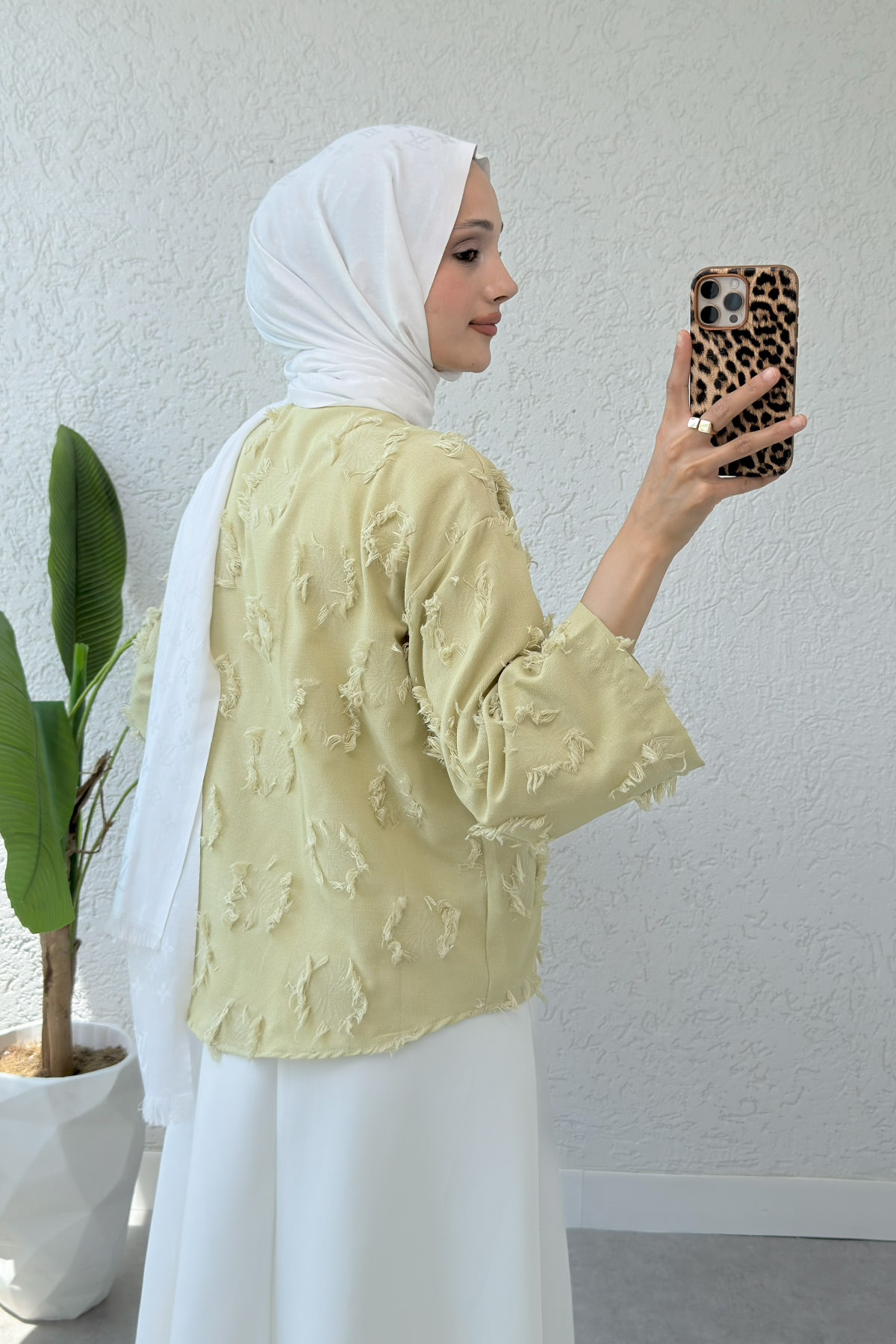 Yama Yırtık Detaylı Kimono 2330 - AÇIK HAKİ |  