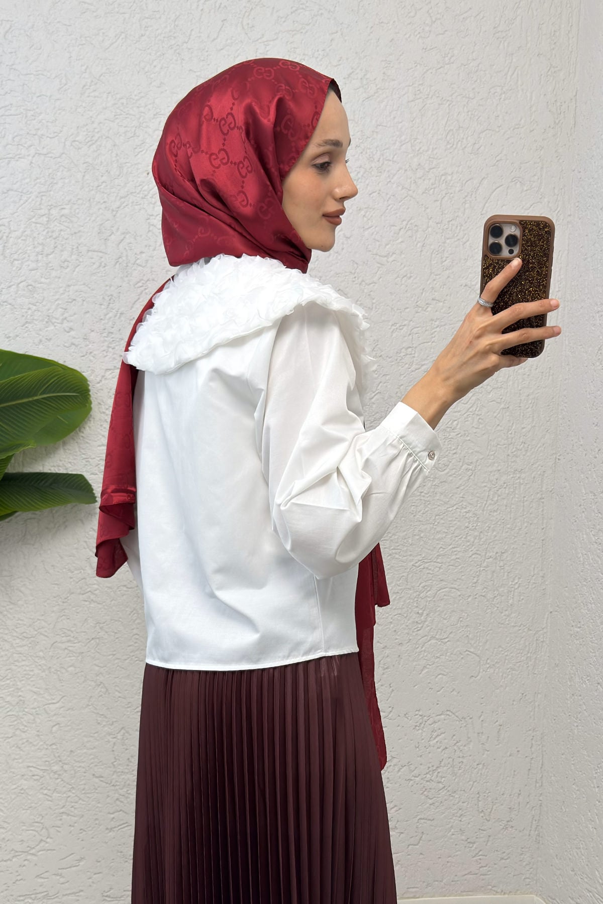 Üç Boyutlu Yaka Detaylı Gömlek 2282 - BEYAZ | zenne.com 