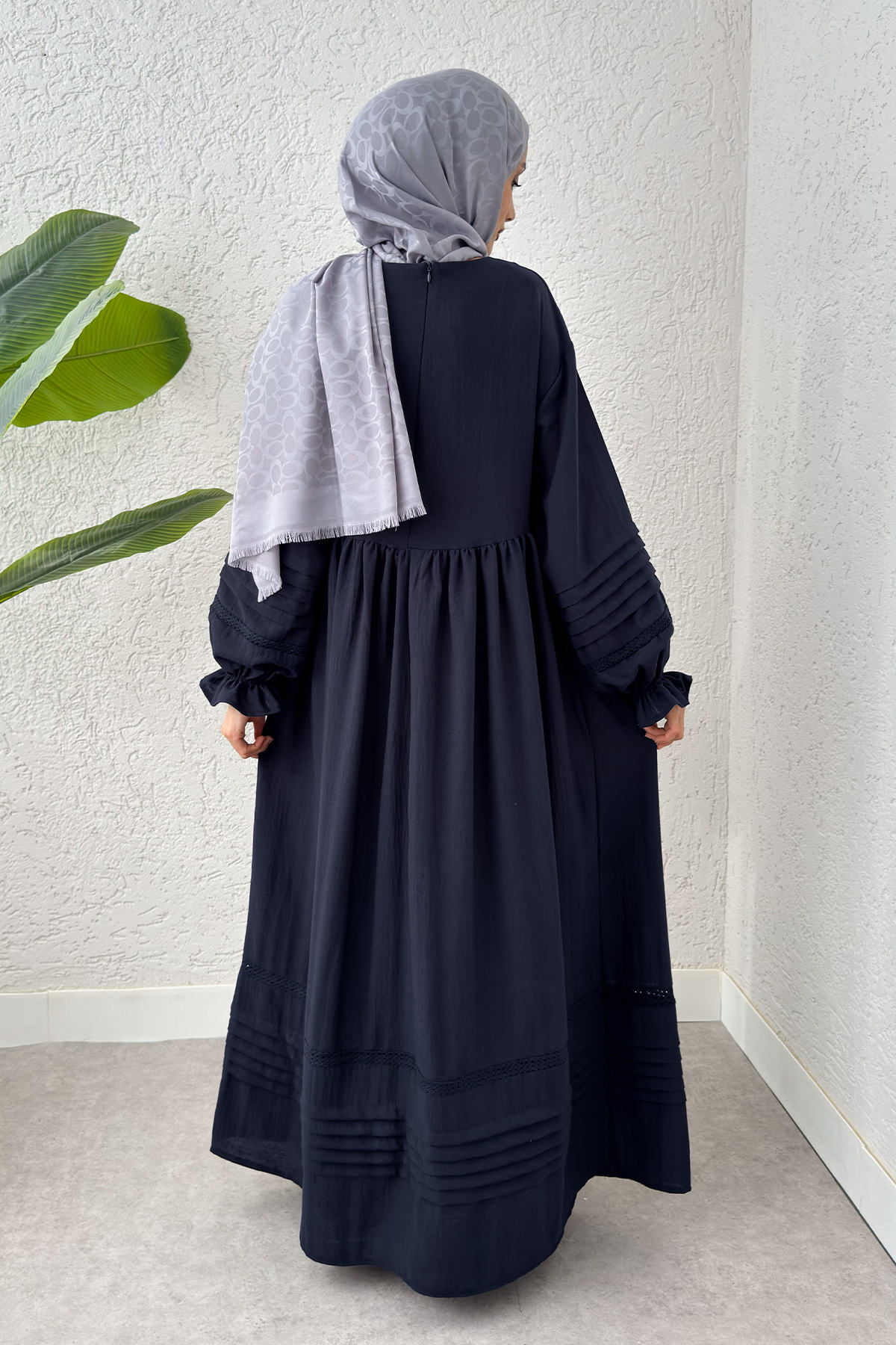 Fisto Detaylı Tesettür Elbise 2207 - LACİVERT |  