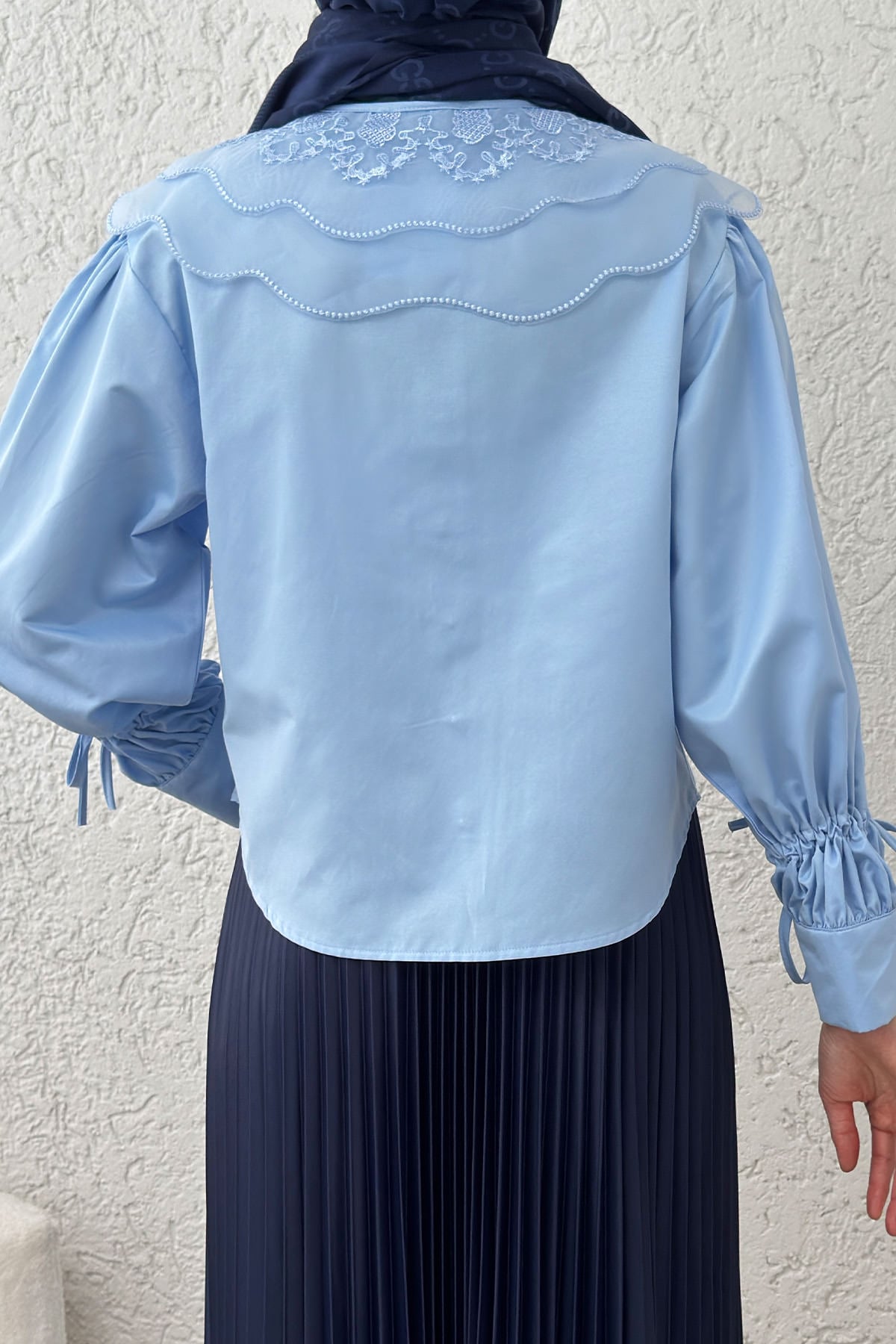 Bebe Yaka Kısa Gömlek 2254 - BEBE MAVİSİ | zenne.com 