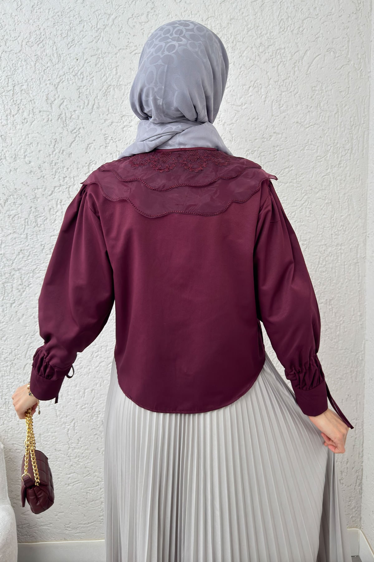 Bebe Yaka Kısa Gömlek 2254 - BORDO | zenne.com 
