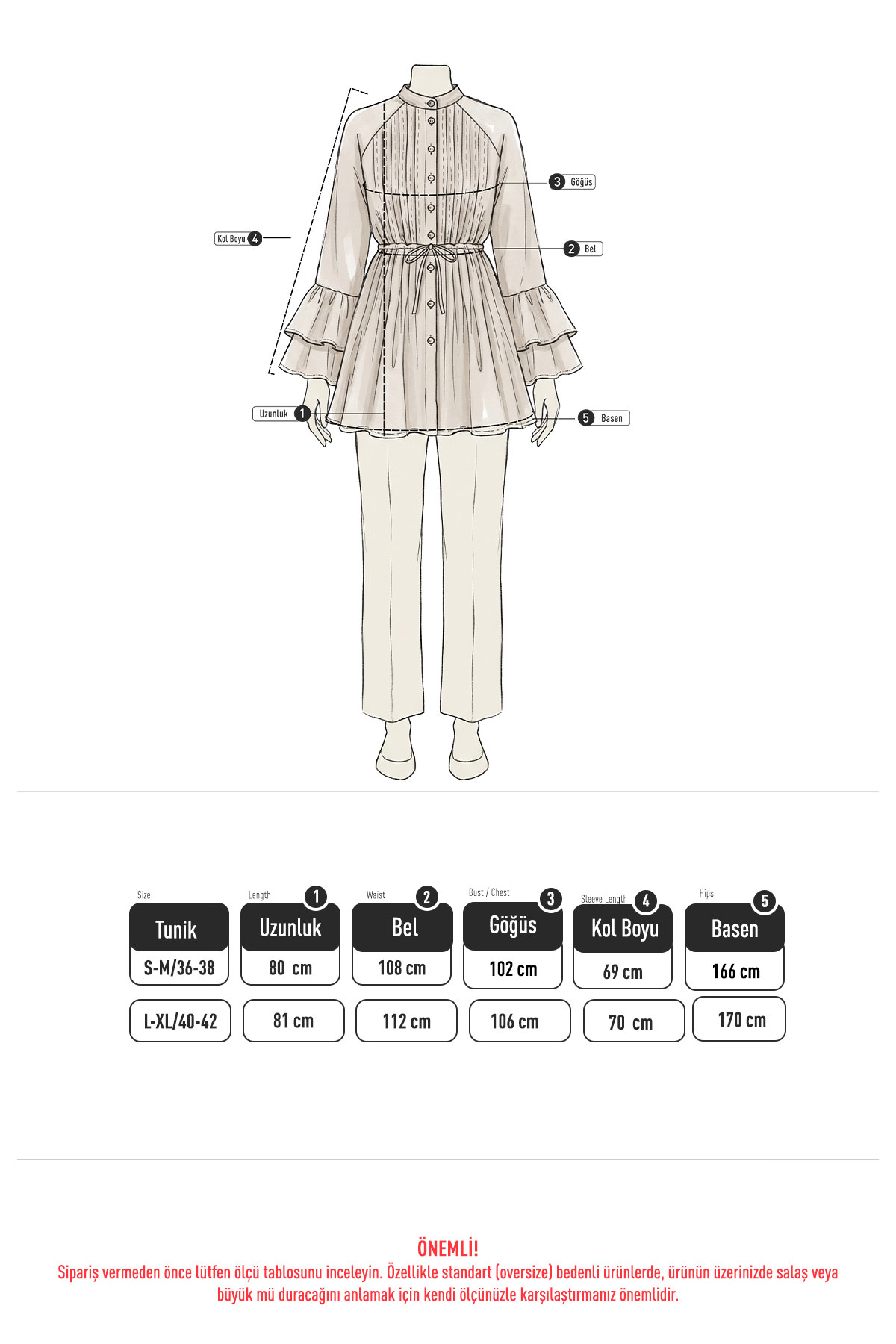 Volan Kollu Nervürlü Tunik Y0104 - MÜRDÜM |  