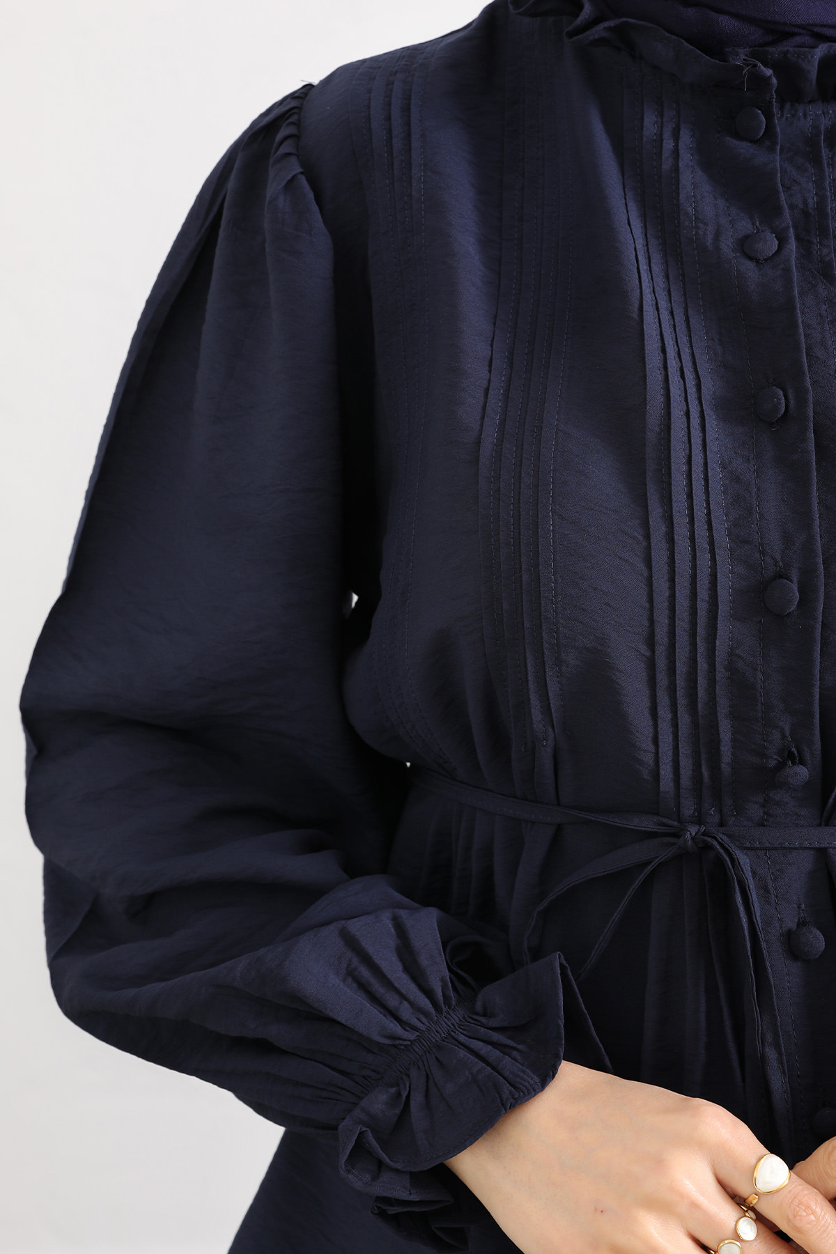 Yaka Nervürlü Gömlek Y0109 - LACİVERT |  