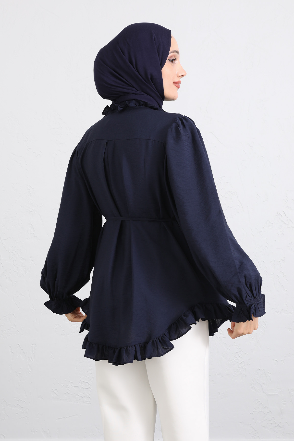 Yaka Nervürlü Gömlek Y0109 - LACİVERT |  