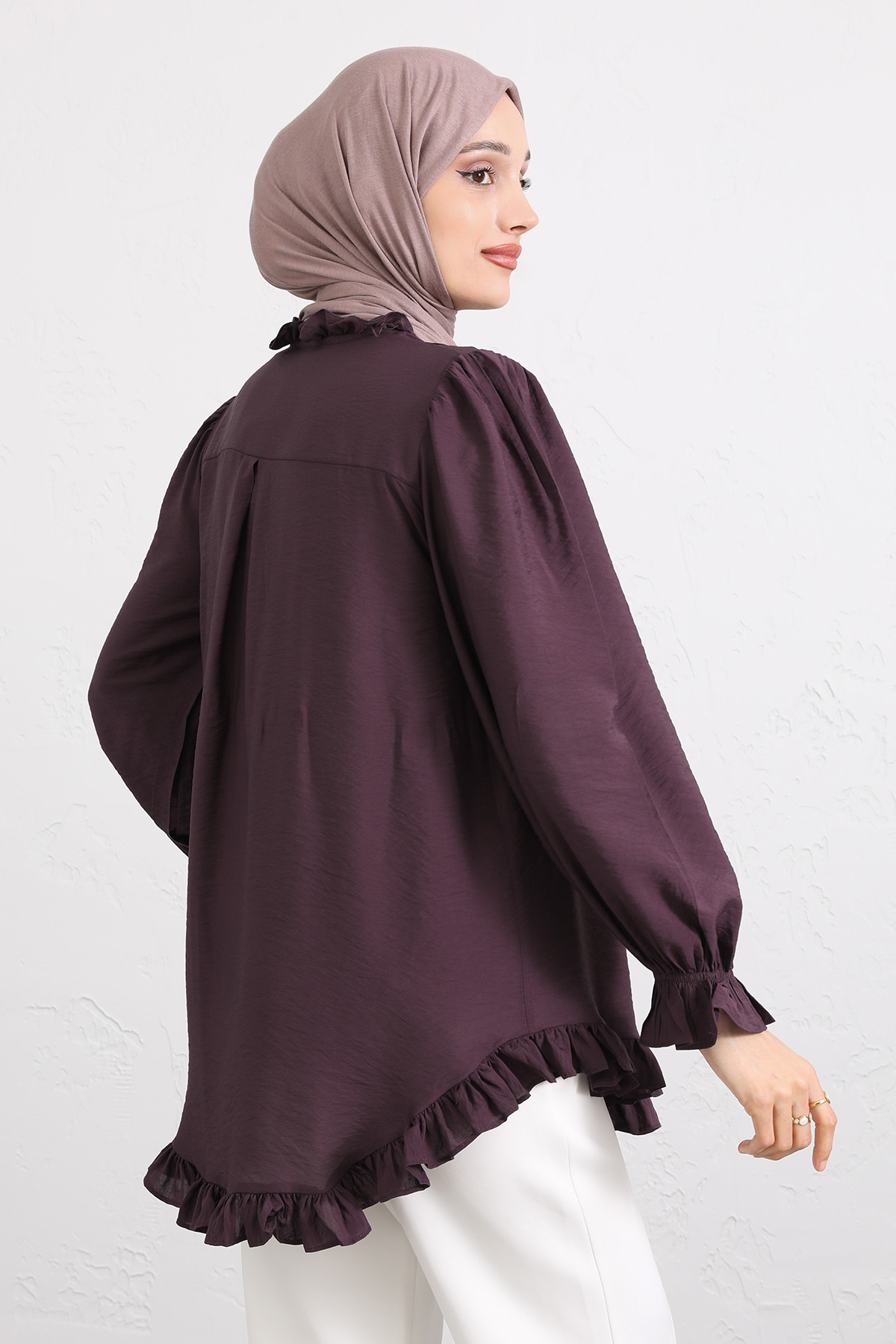 Yaka Nervürlü Gömlek Y0109 - MÜRDÜM |  