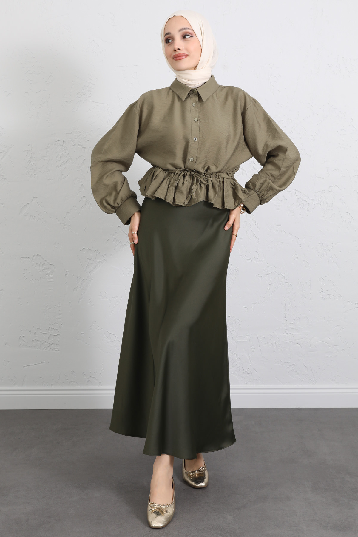 Belden Tünel Bağcıklı Gömlek Y0117 - HAKİ |  