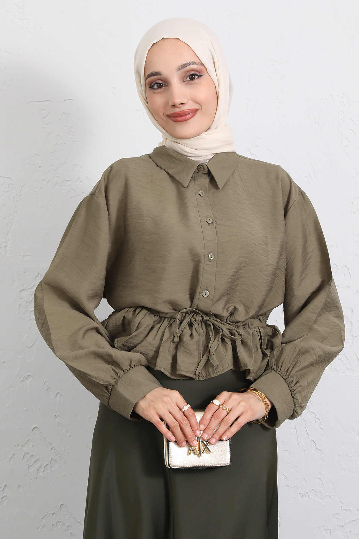 Belden Tünel Bağcıklı Gömlek Y0117 - HAKİ |  