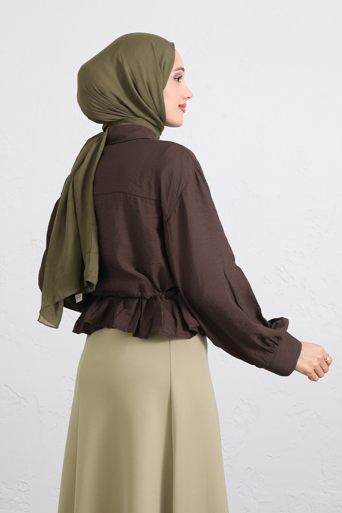 Belden Tünel Bağcıklı Gömlek Y0117 - KAHVERENGİ |  