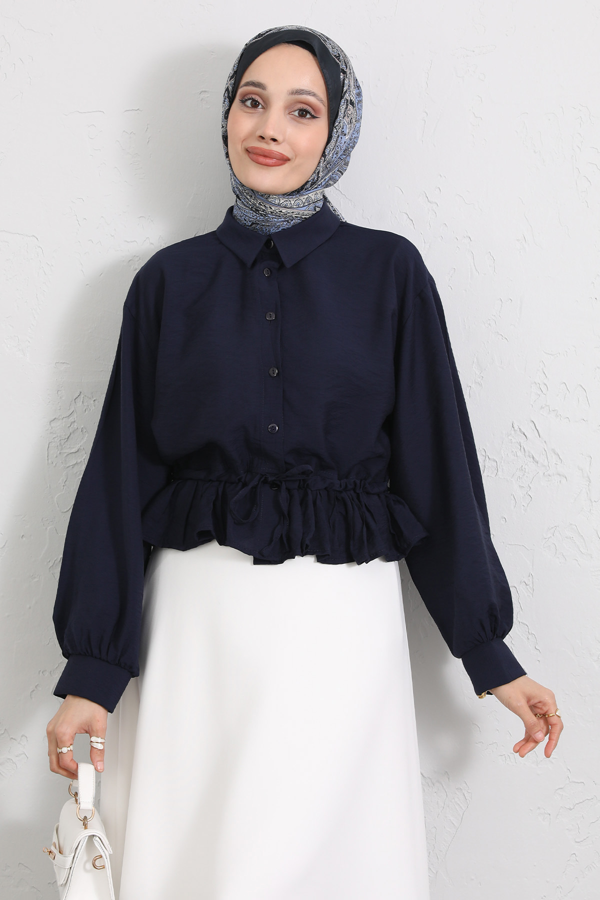 Belden Tünel Bağcıklı Gömlek Y0117 - LACİVERT |  