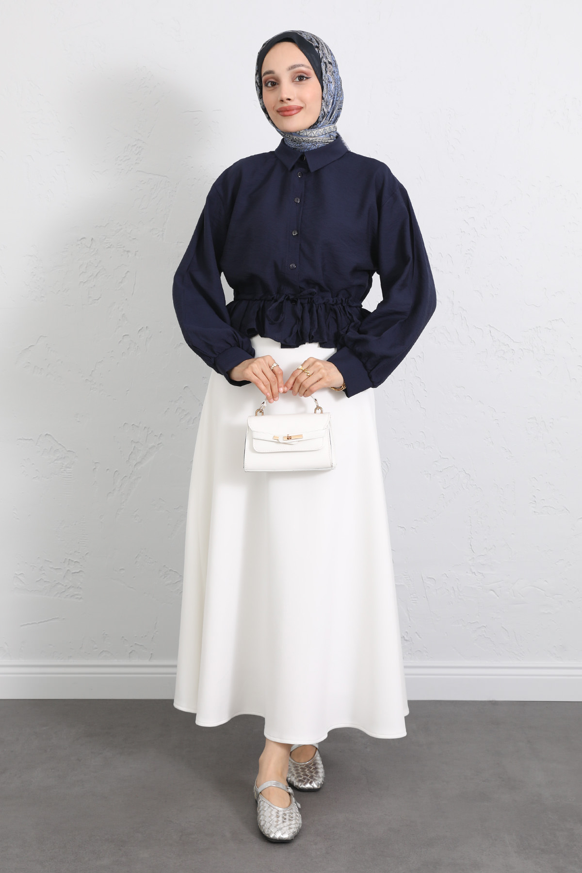 Belden Tünel Bağcıklı Gömlek Y0117 - LACİVERT |  