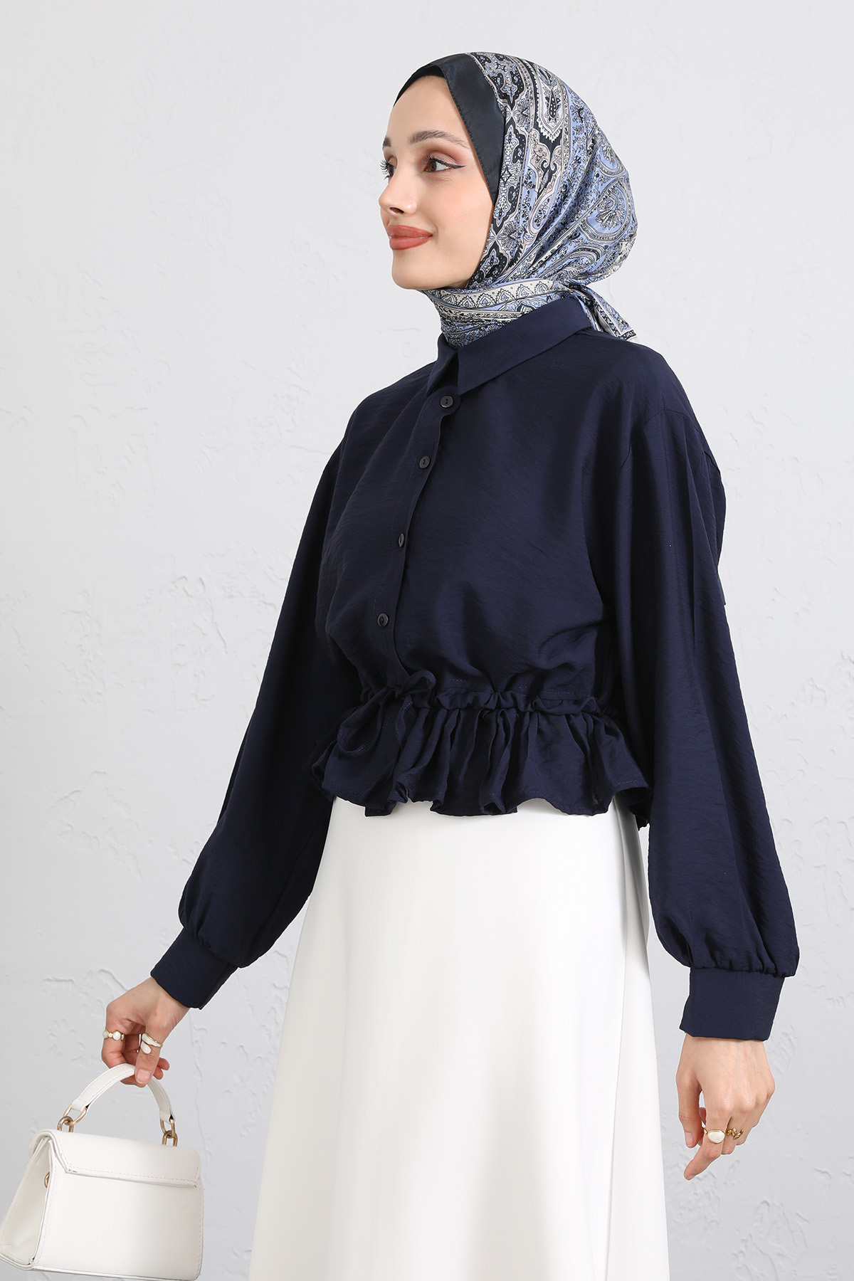 Belden Tünel Bağcıklı Gömlek Y0117 - LACİVERT |  