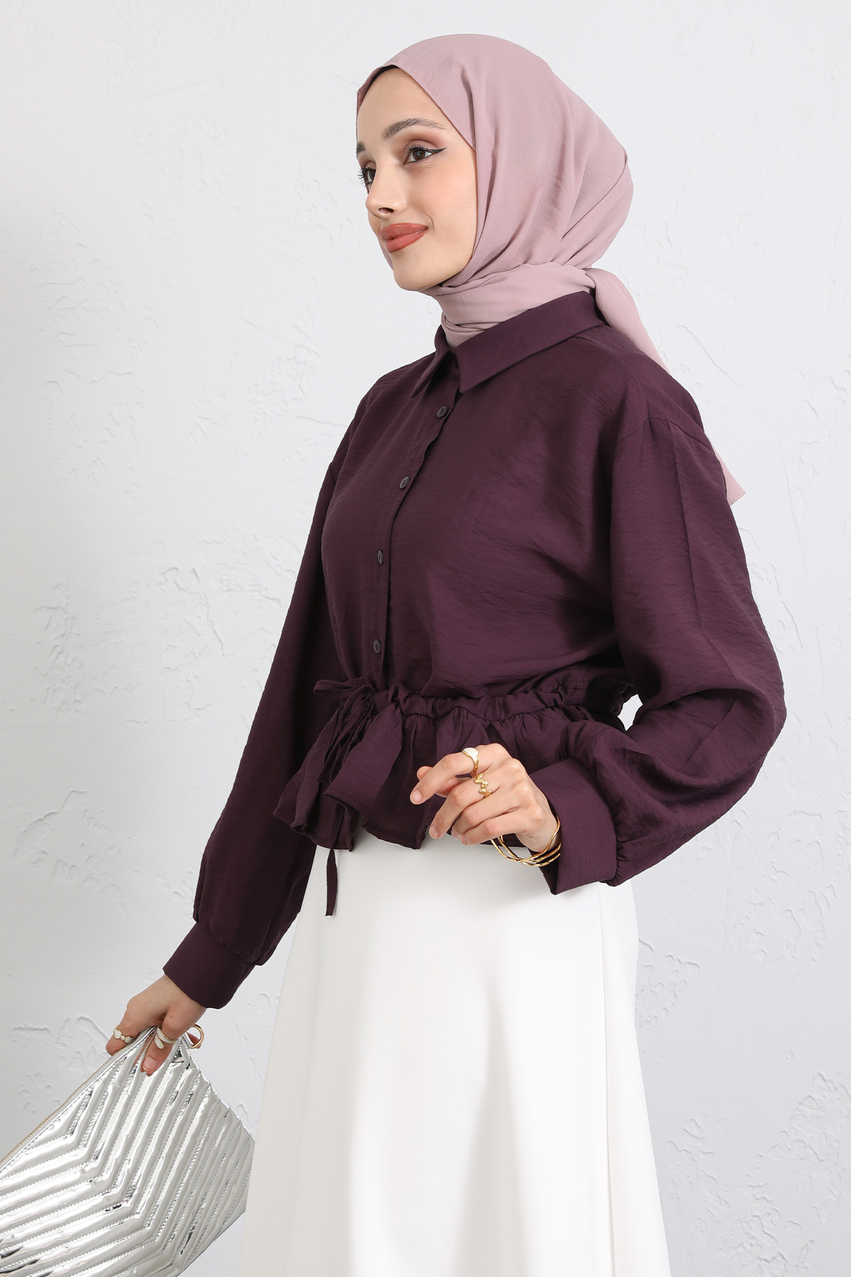 Belden Tünel Bağcıklı Gömlek Y0117 - MÜRDÜM |  