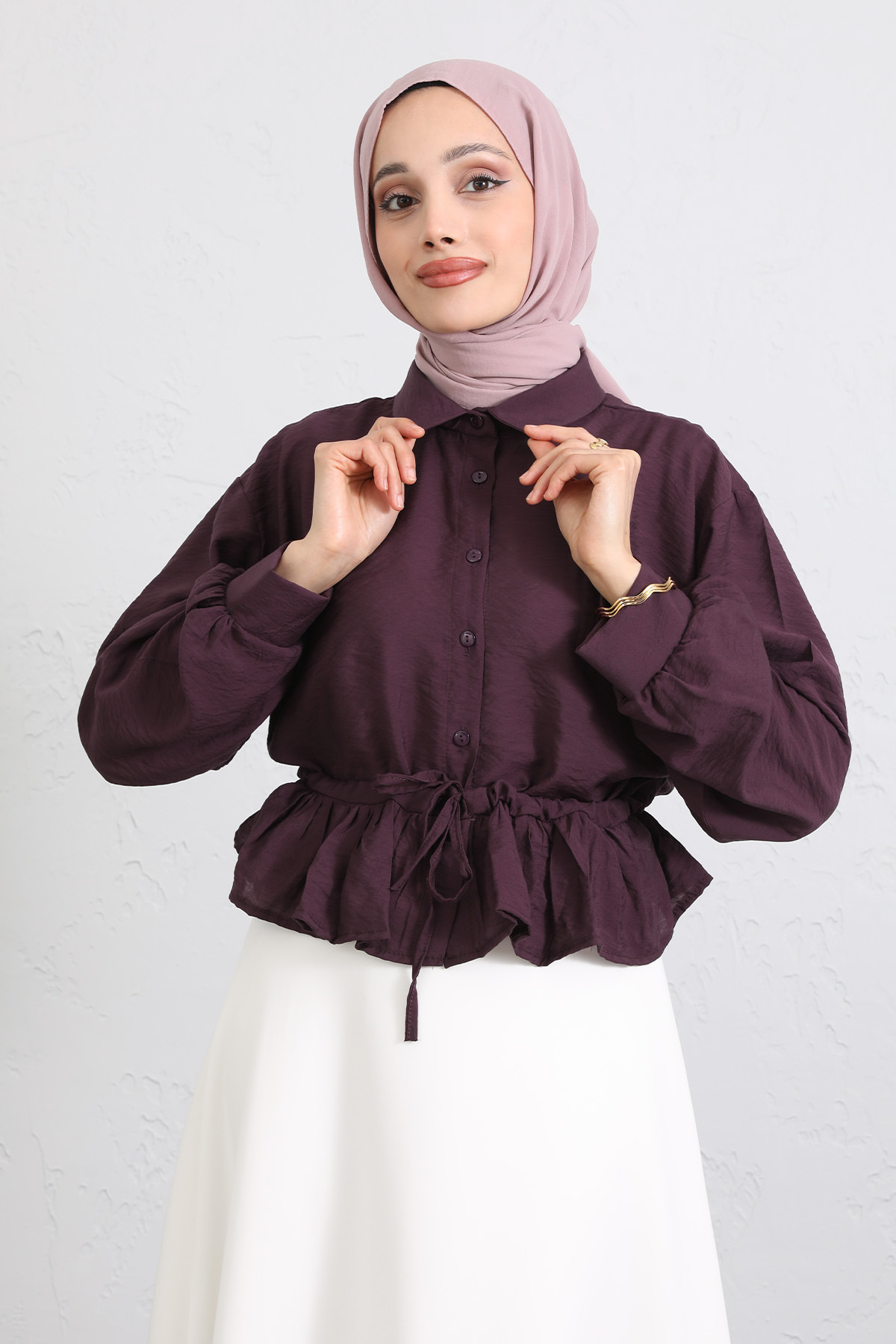 Belden Tünel Bağcıklı Gömlek Y0117 - MÜRDÜM |  